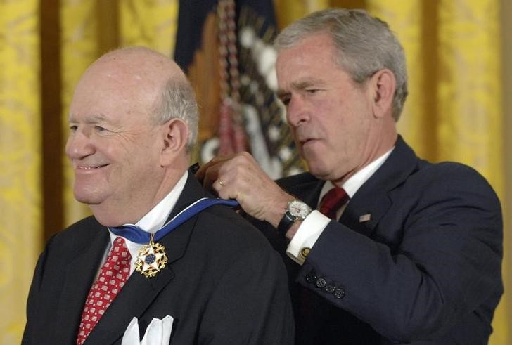 Bush awards the Medal of Freedom to Silberman during a ceremony at the White House in Washington