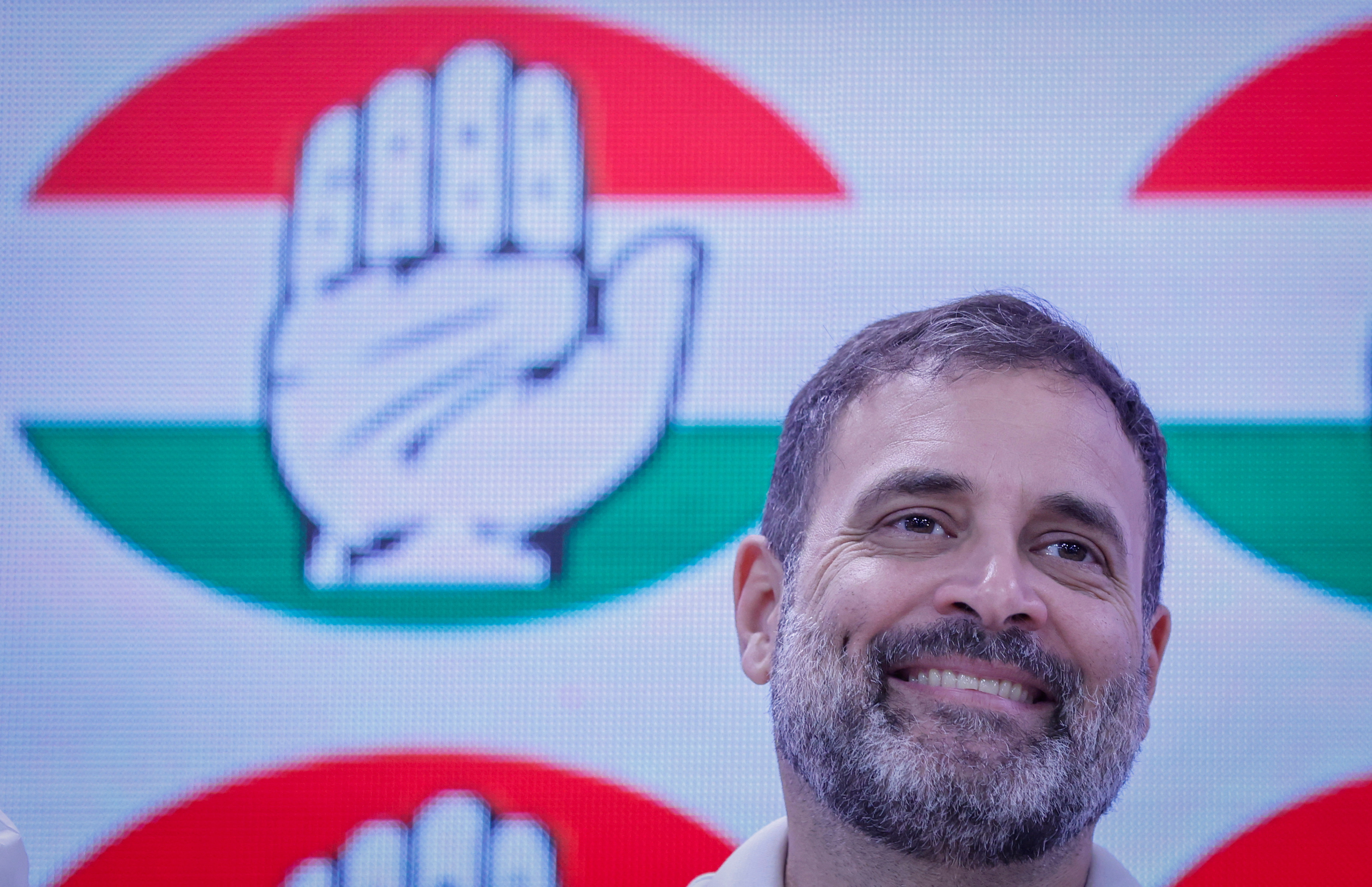 Rahul Gandhi, a senior leader of India's main opposition Congress party, during a press conference