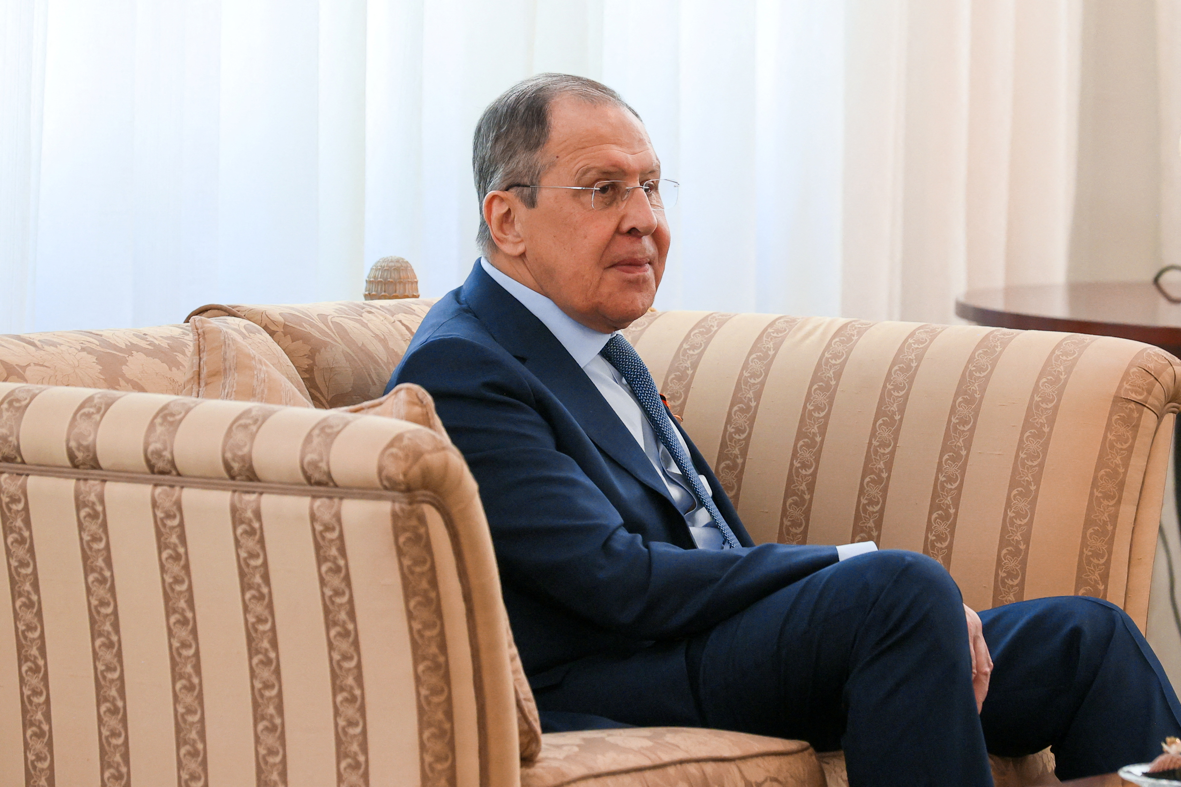 Algerian President Abdelmadjid Tebboune meets with Russian Foreign Minister Sergei Lavrov in Algiers