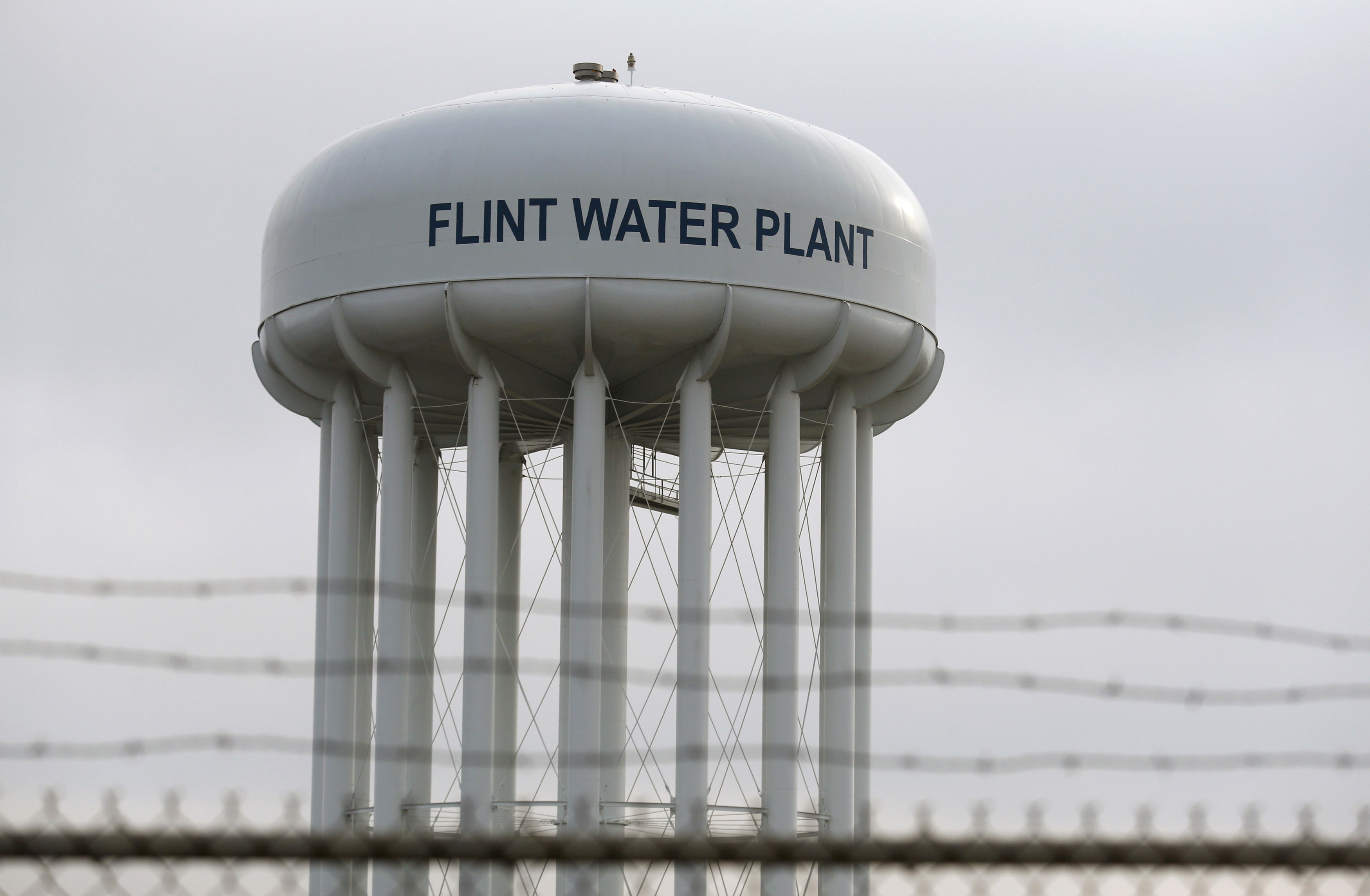 The Flint Water Plant tower in Flint, Michigan