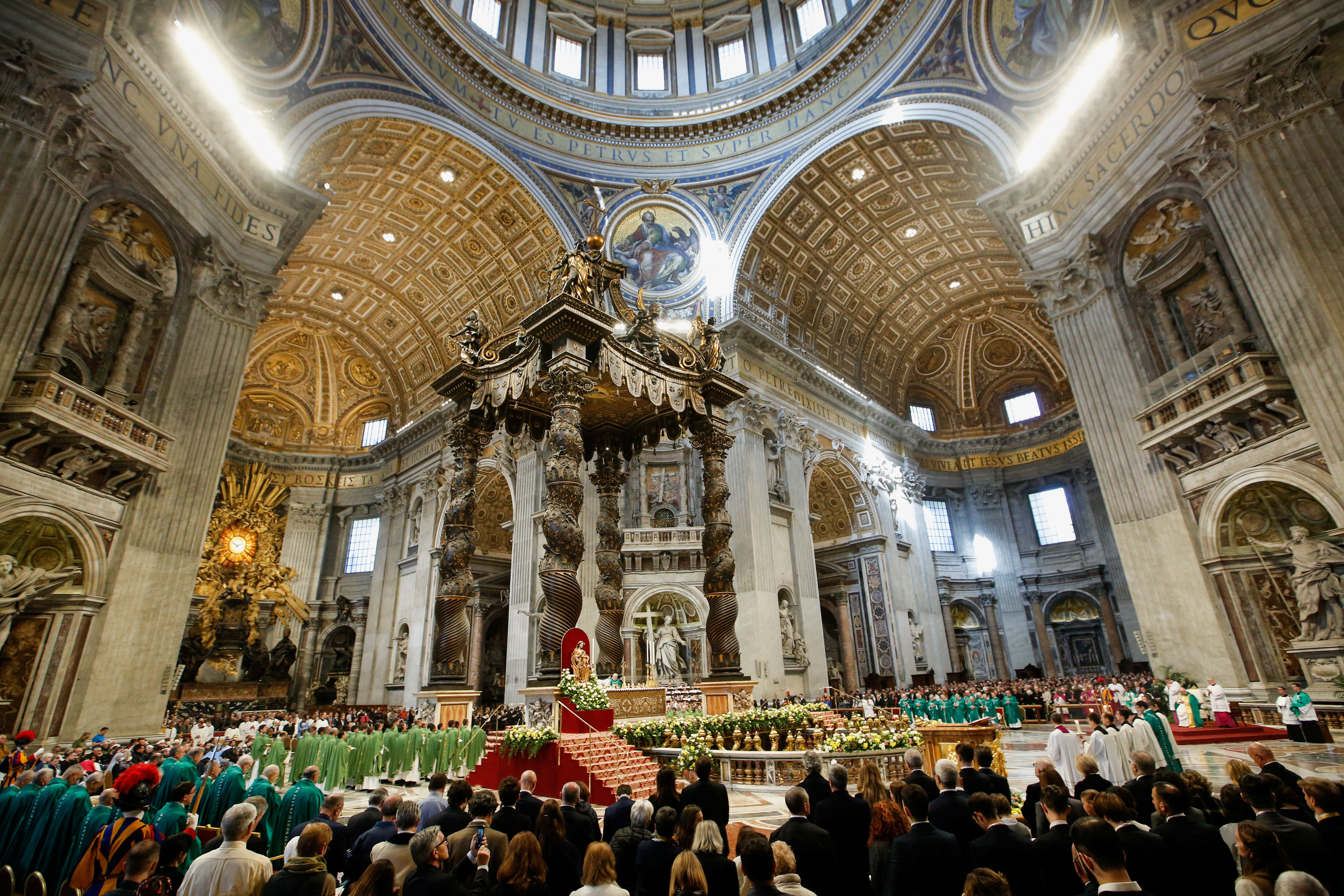 Pope Francis leads a holy mass in St. Peter's Basilica on World Day of Poor at the Vatican