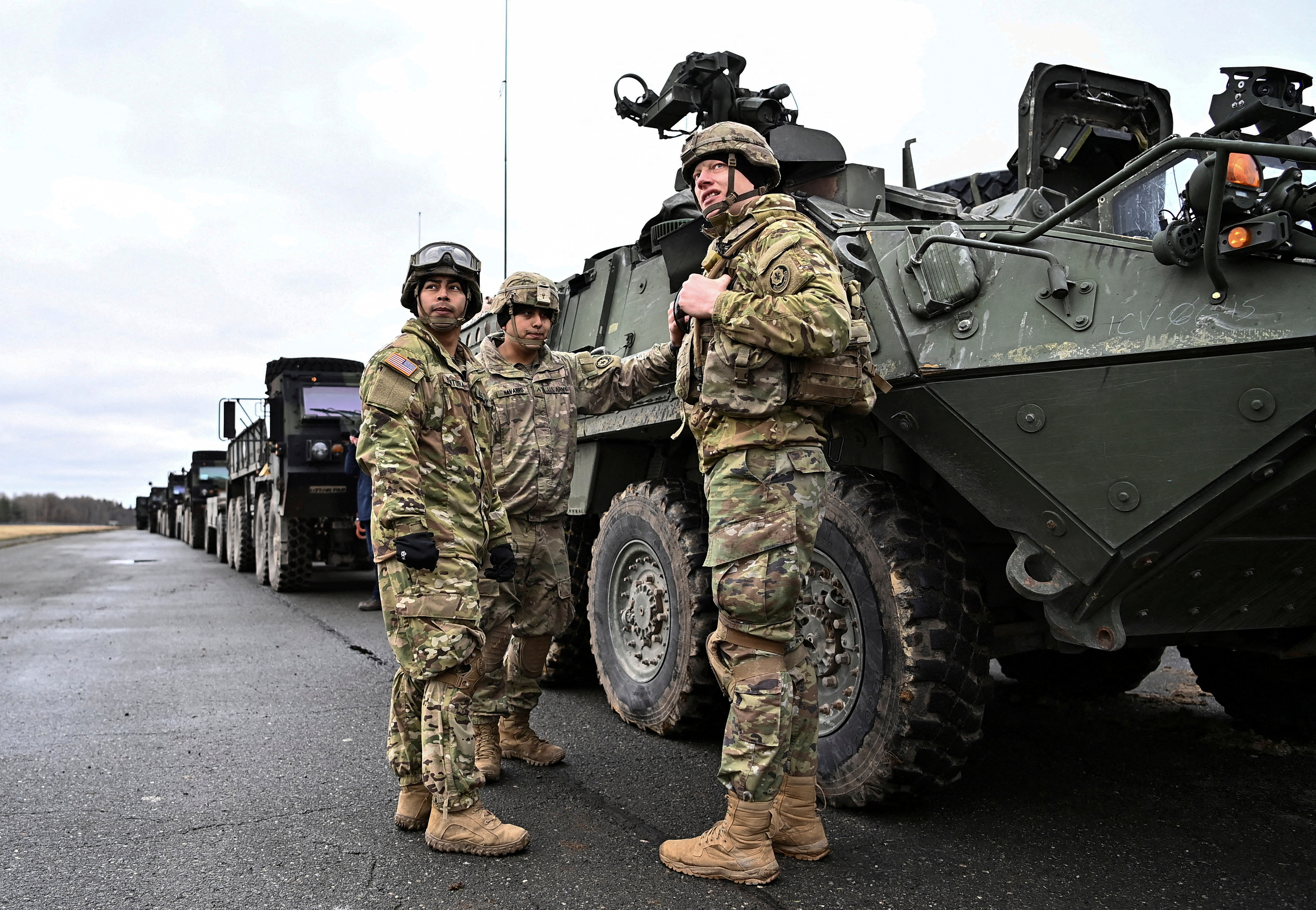 Soldiers of the U.S. 2nd Cavalry Regiment prepare their gear for deployment to Romania, in Vilseck