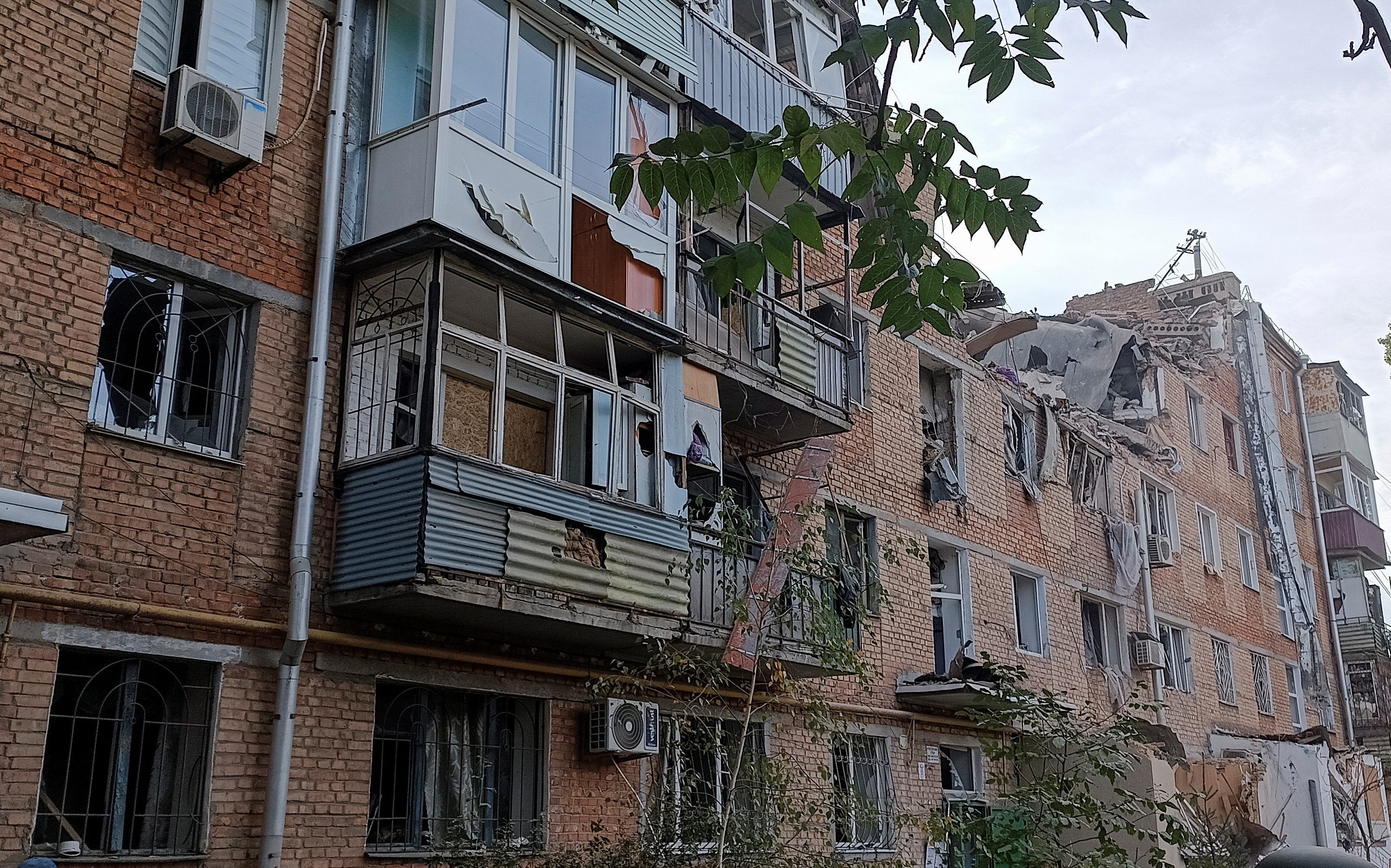 A view shows an apartment building damaged by a Russian military strike in Mykolaiv