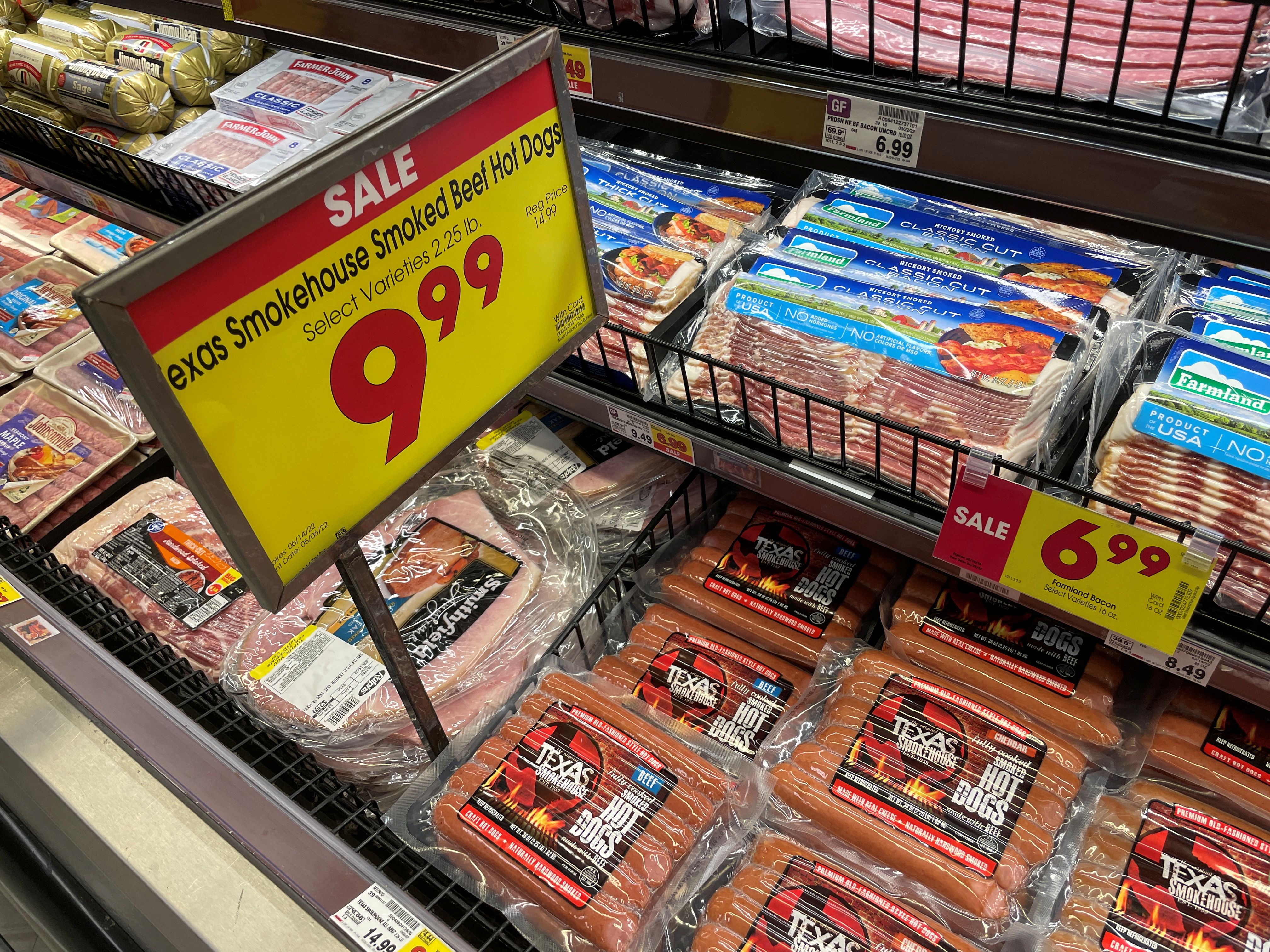 Hot dog sausages are seen in a supermarket in Los Angeles as inflation continues to hit consumers with the annual CPI increasing 8.3% in the 12 months through April