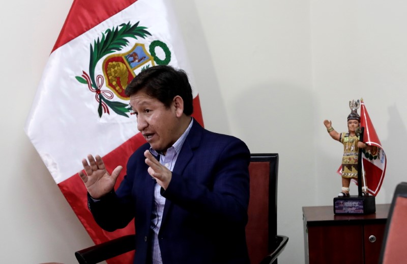 Peru's Prime Minister Bellido attends an interview with Reuters in Lima