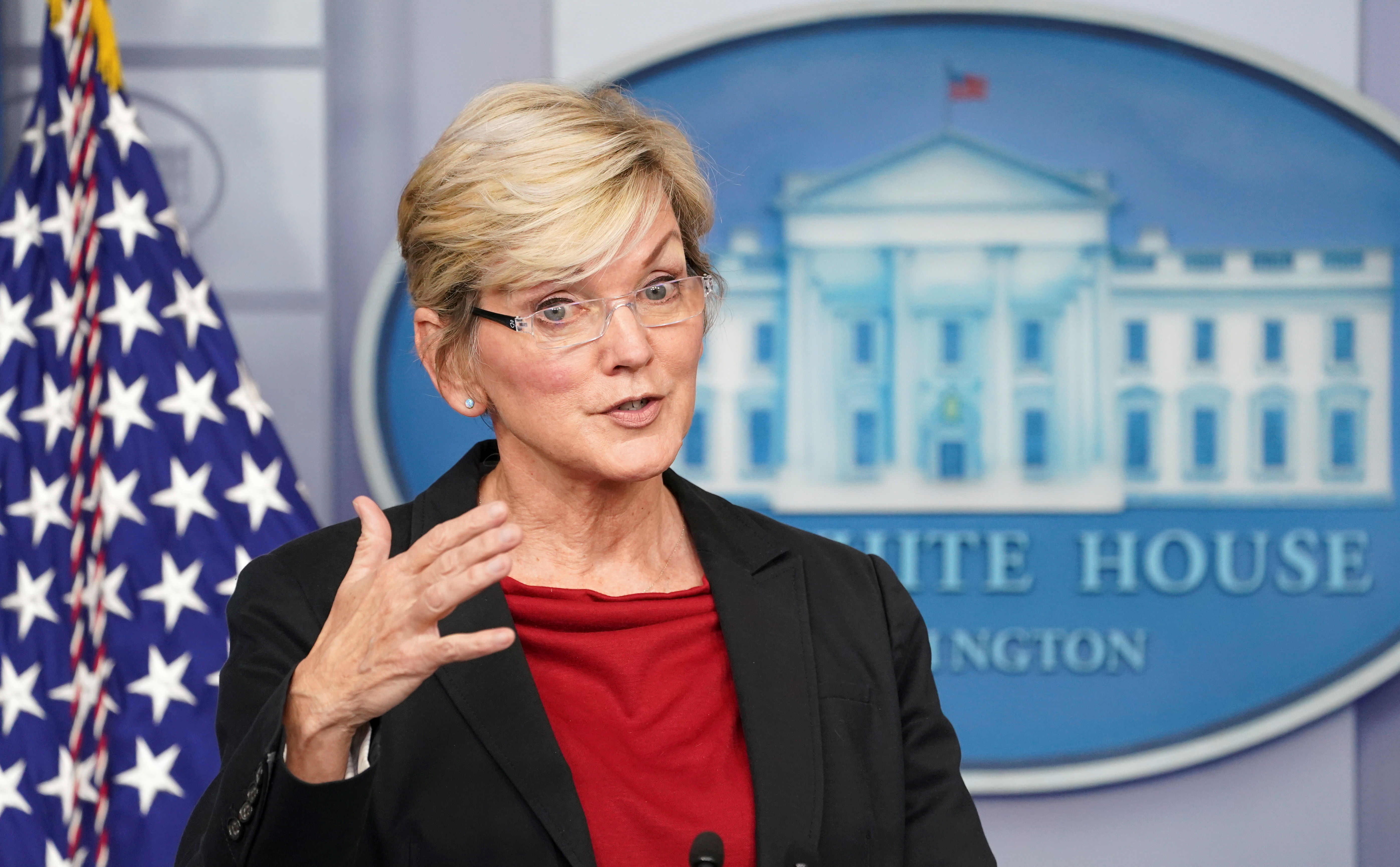 U.S. Secretary of Energy Jennifer Granholm holds press briefing at the White House in Washington