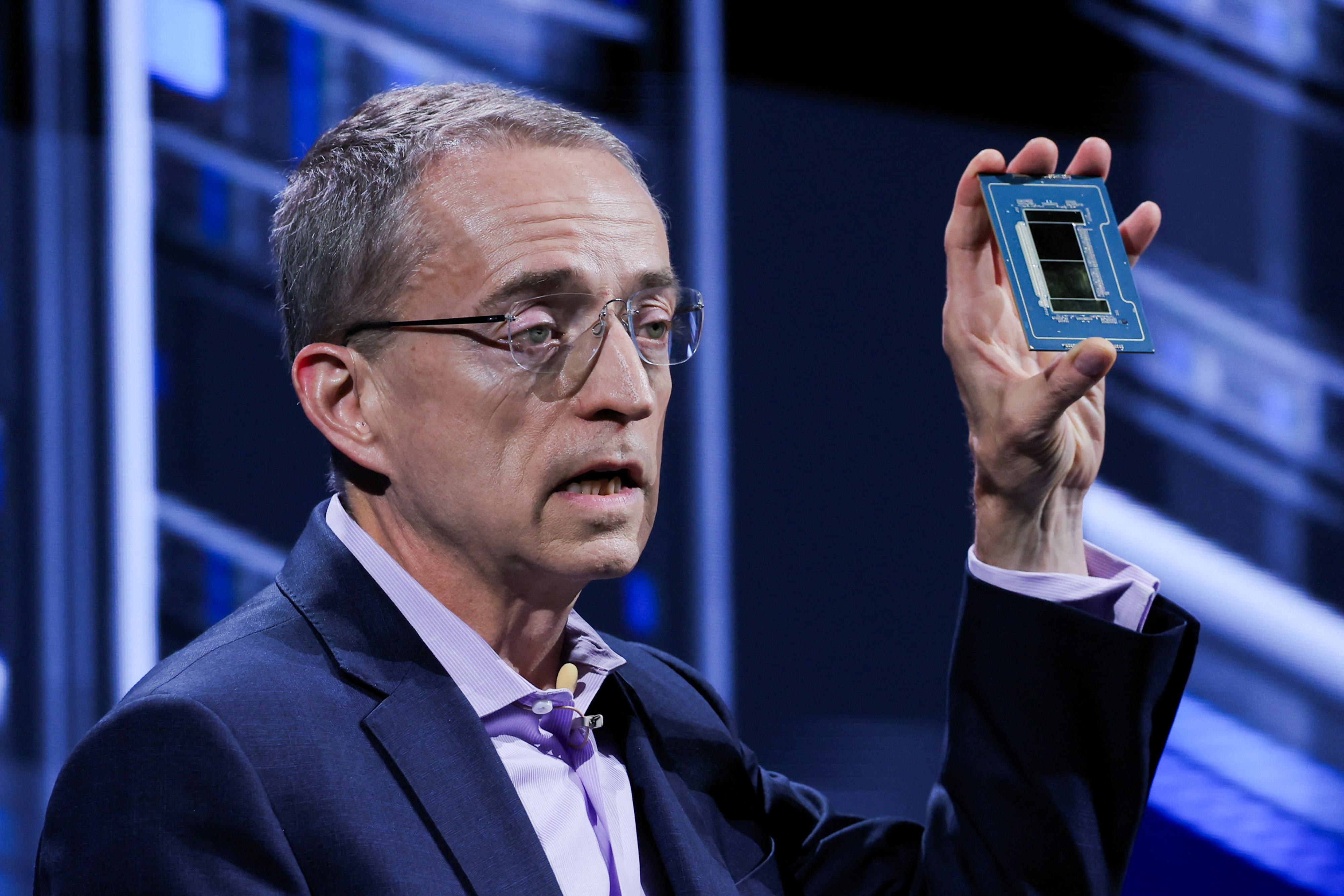 Intel CEO Pat Gelsinger delivers a speech at the COMPUTEX forum in Taipei