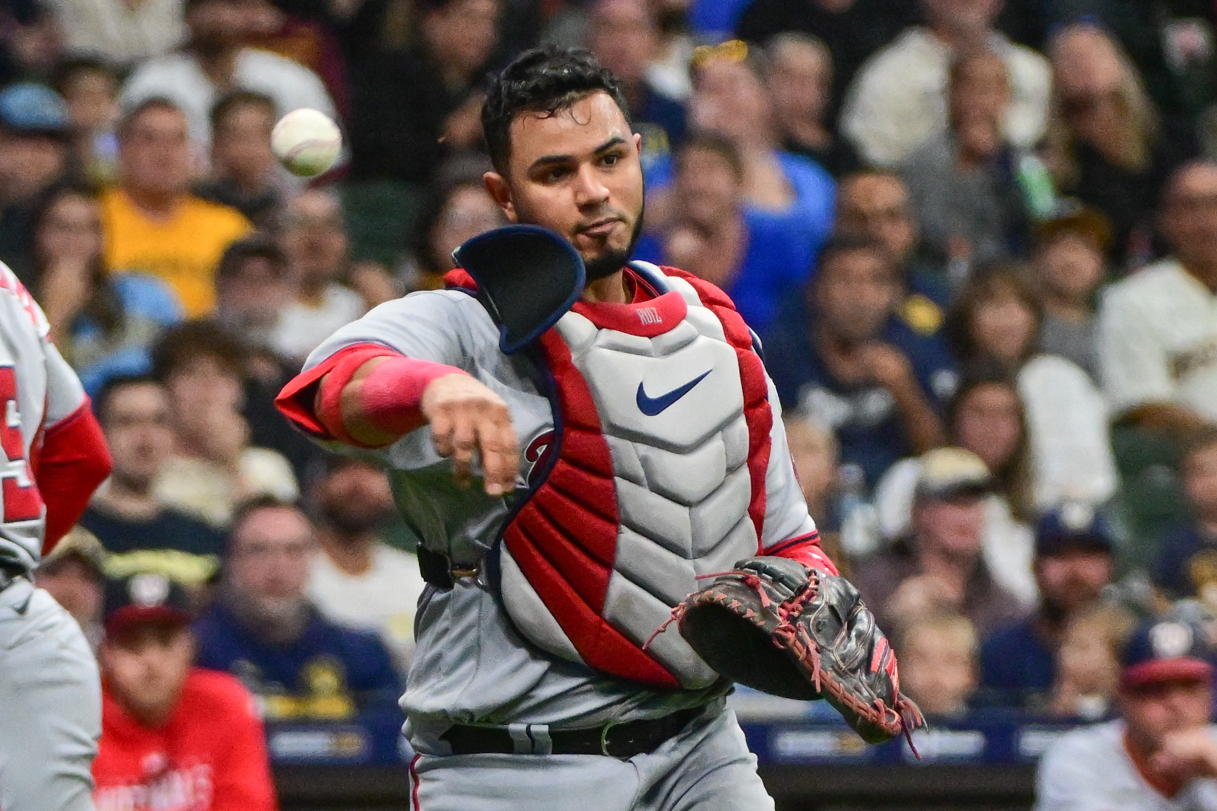 Milwaukee Brewers' Mark Canha hits a single during the sixth inning of a  baseball game against the Washington Nationals Sunday, Sept. 17, 2023, in  Milwaukee. (AP Photo/<orry Gash Stock Photo - Alamy