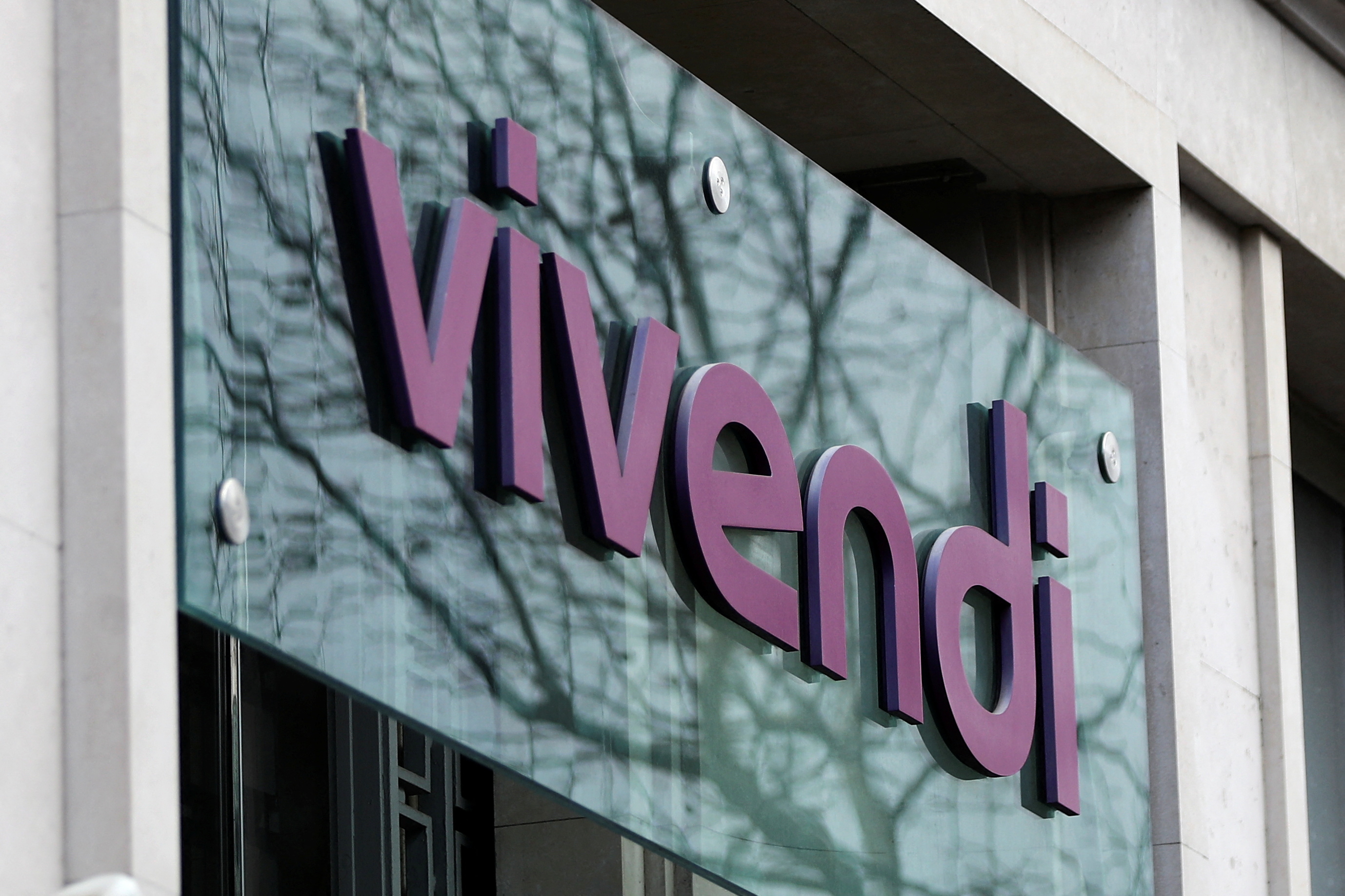 The logo of Vivendi is seen in Paris