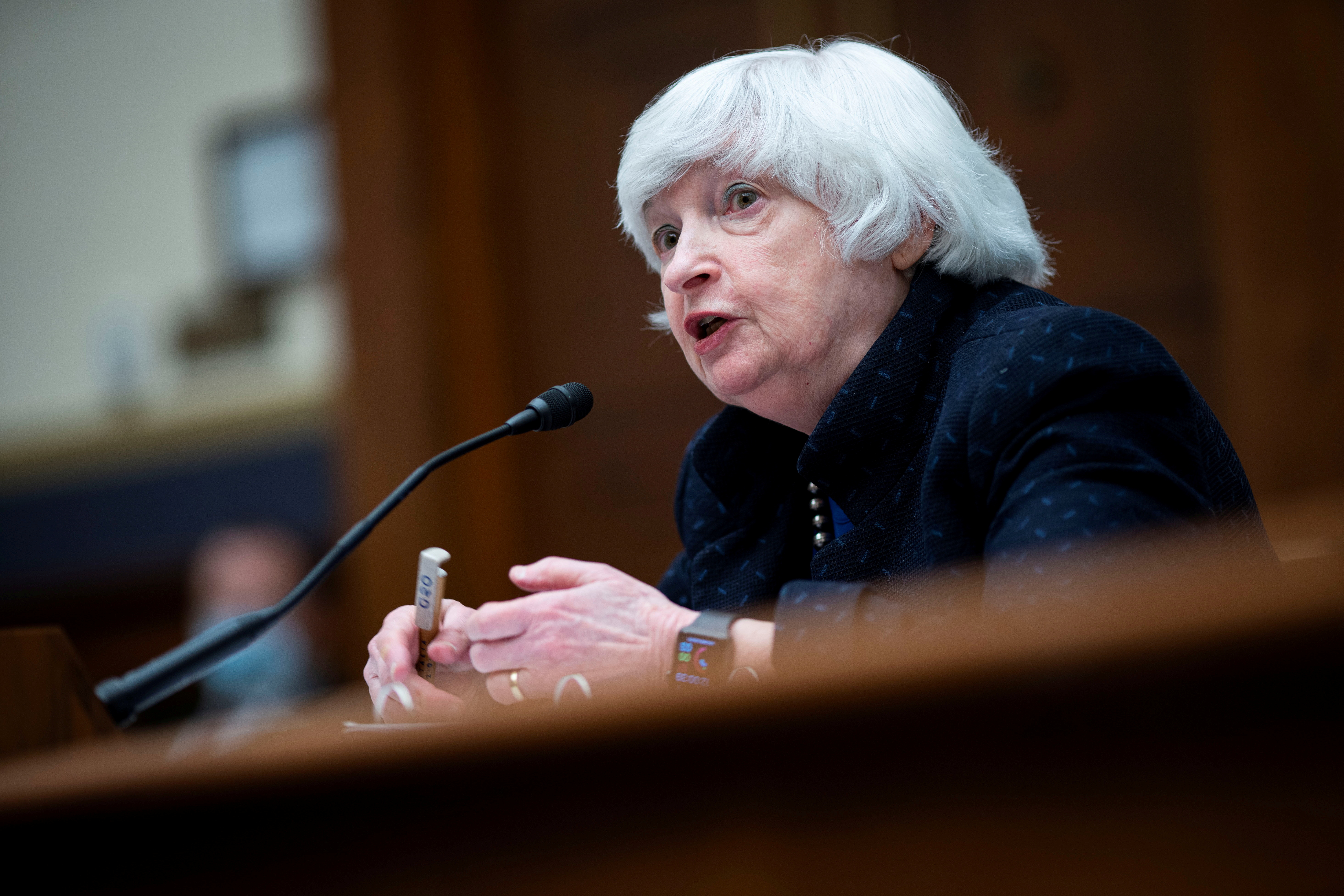 Treasury Secretary Janet Yellen attends the House Financial Services Committee hearing in Washington, U.S., September 30, 2021.  Al Drago/Pool via REUTERS