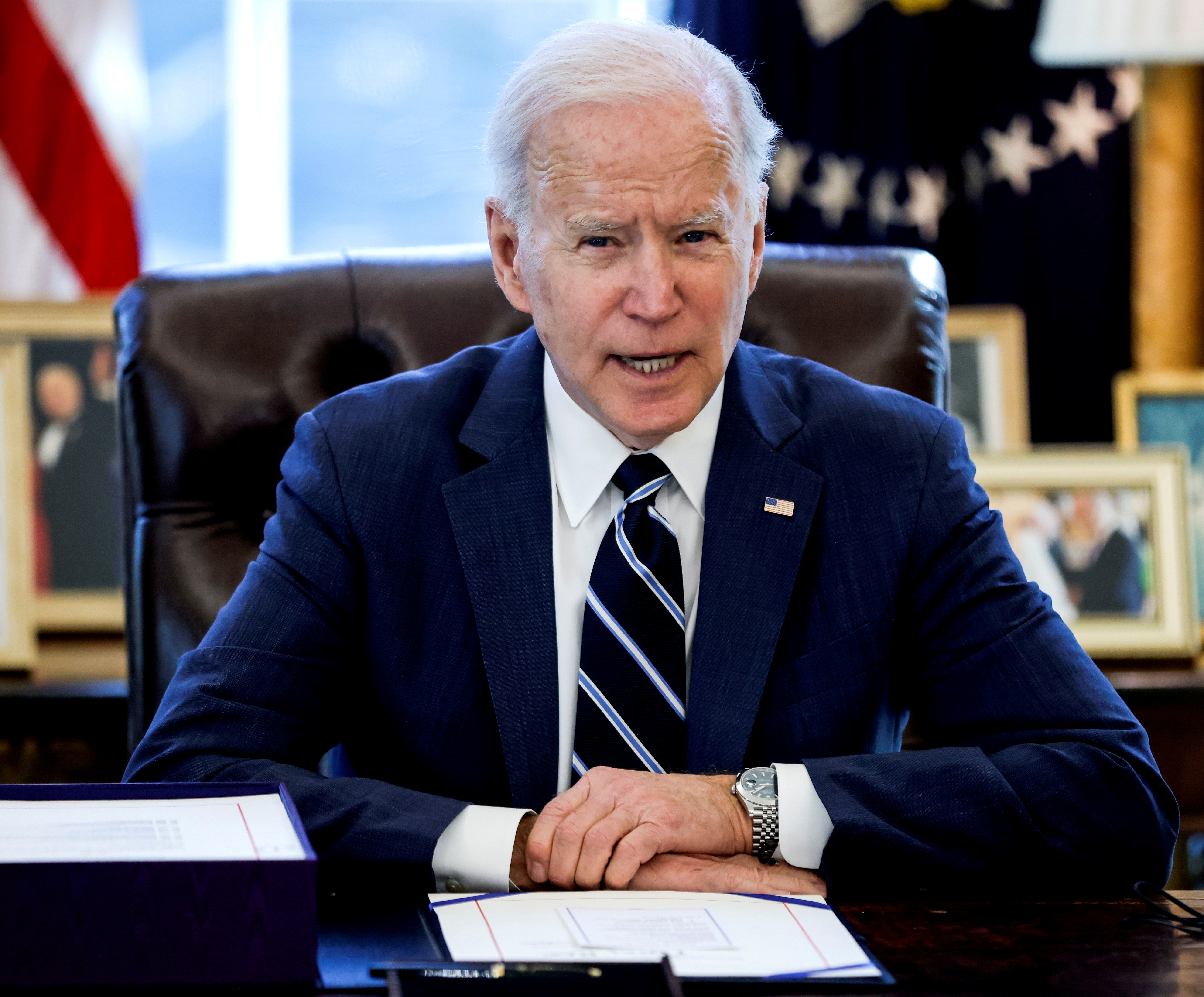 U.S. President Biden signs the American Rescue Plan in Washington