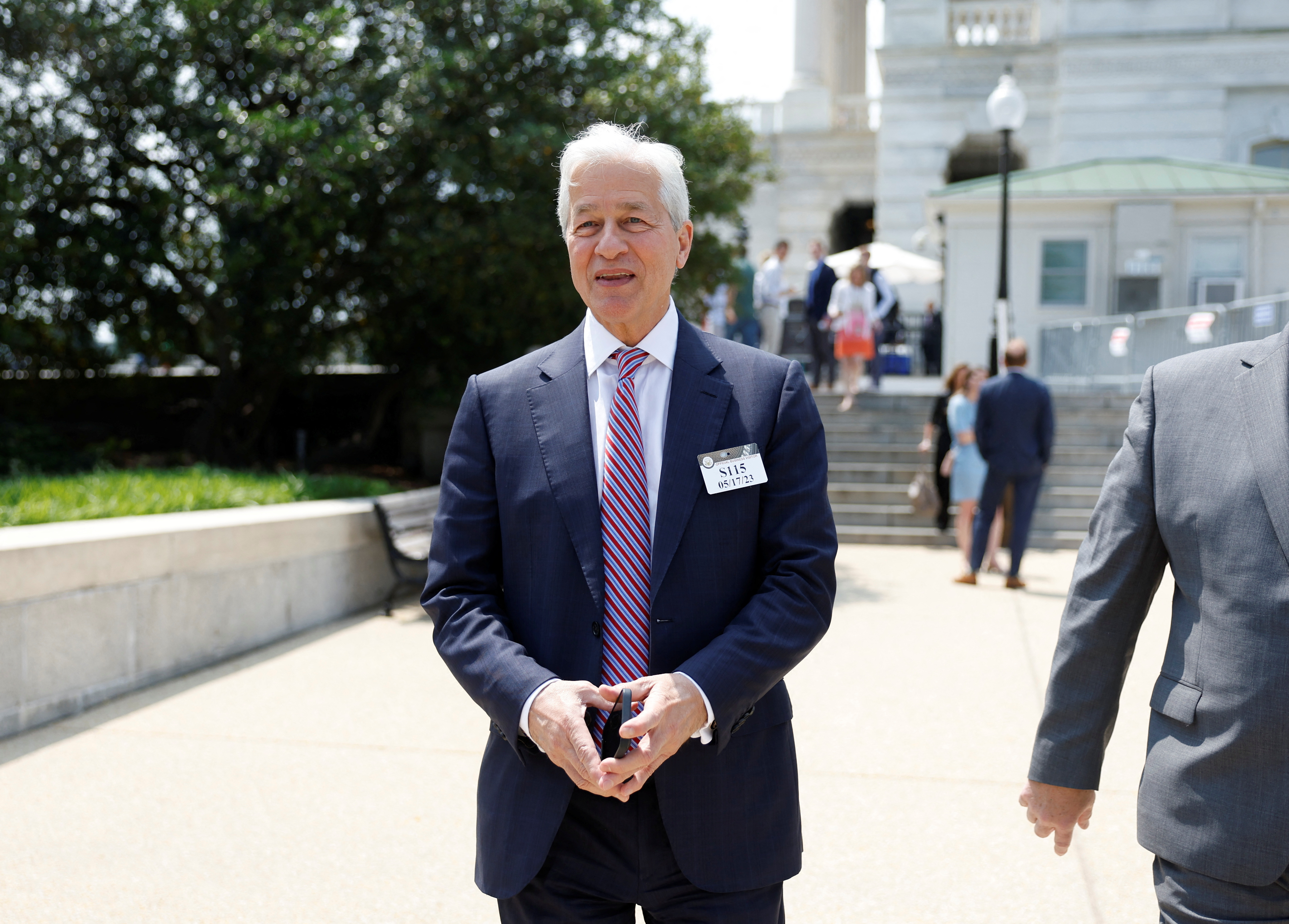 Chase CEO Jamie Dimon leaves meeting with Senate Majority Leader Schumer in Washington