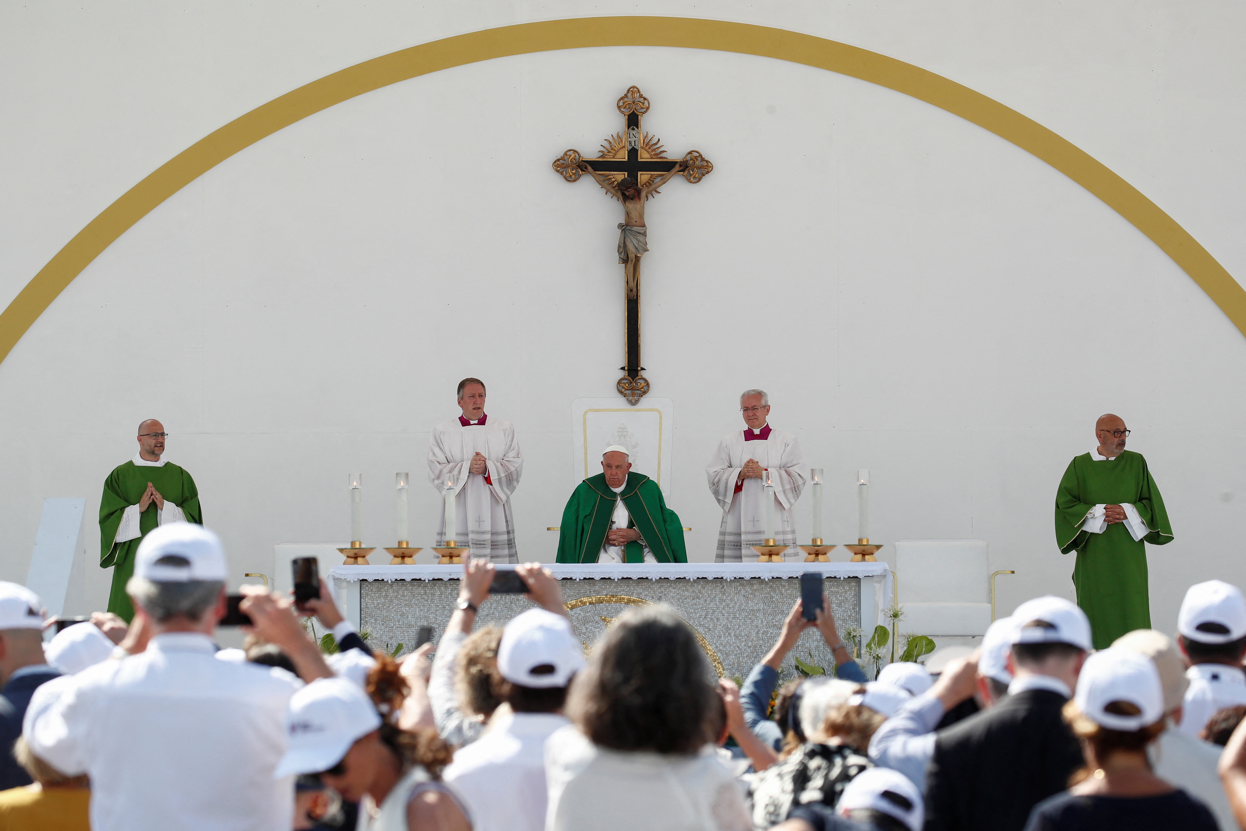 Pope celebrates mass for the conclusion of the 50th Catholic Social Week, in Trieste