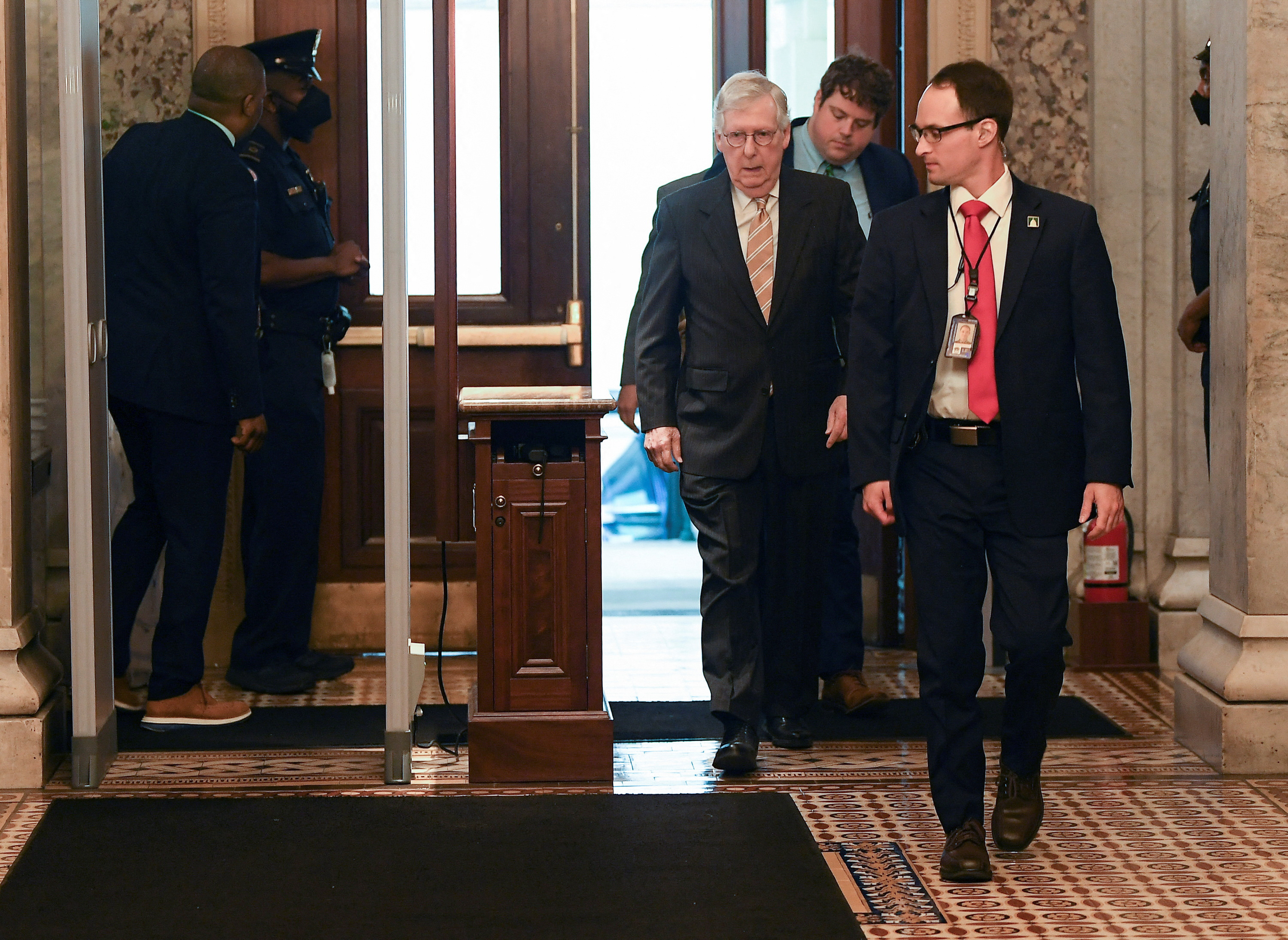 U.S. Senate Minority Leader Mitch McConnell (R-KY) arrives at the U.S. Capitol