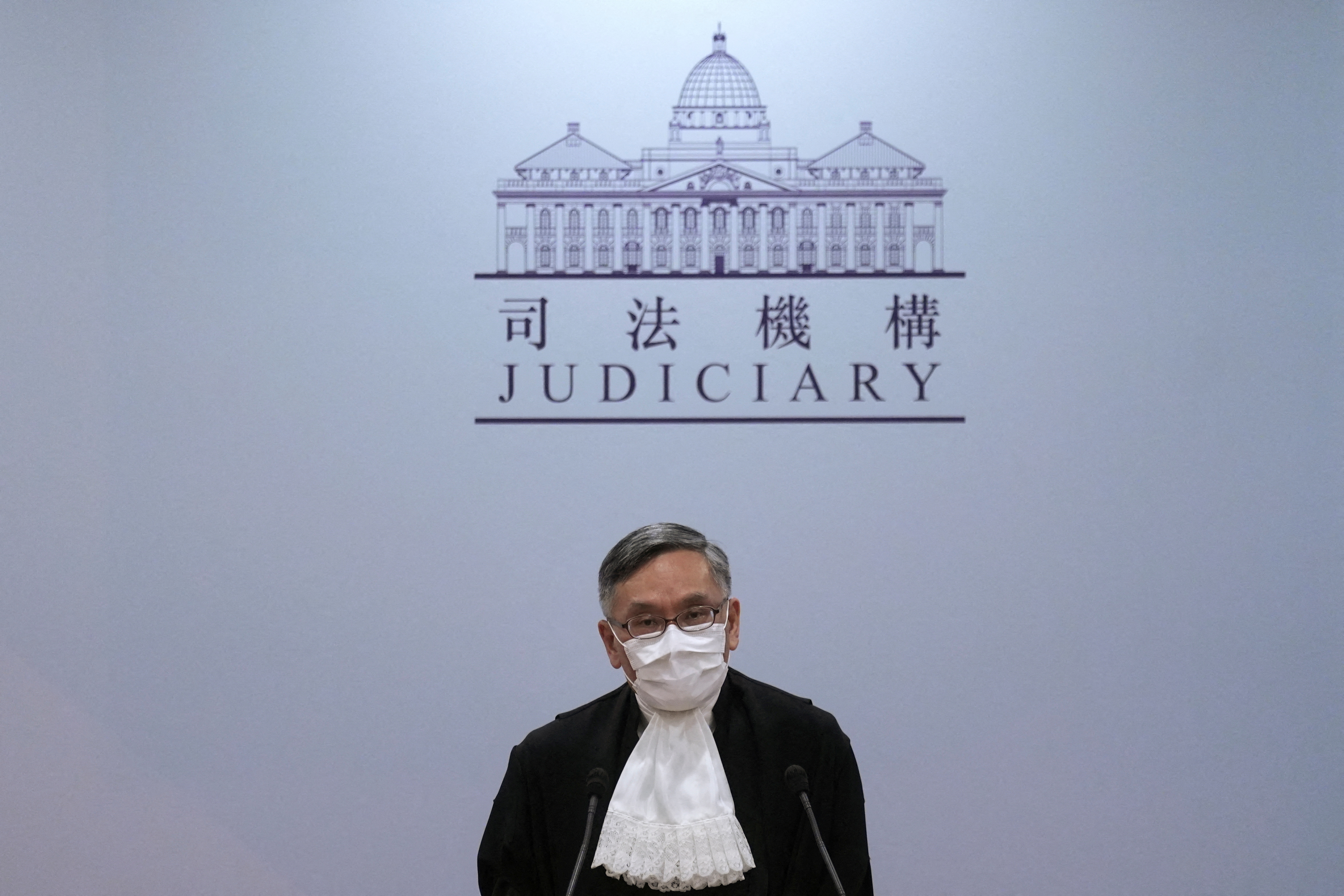 Hong Kong Chief Justice Andrew Cheung meets media after the ceremonial opening marking the new legal year in Hong Kong