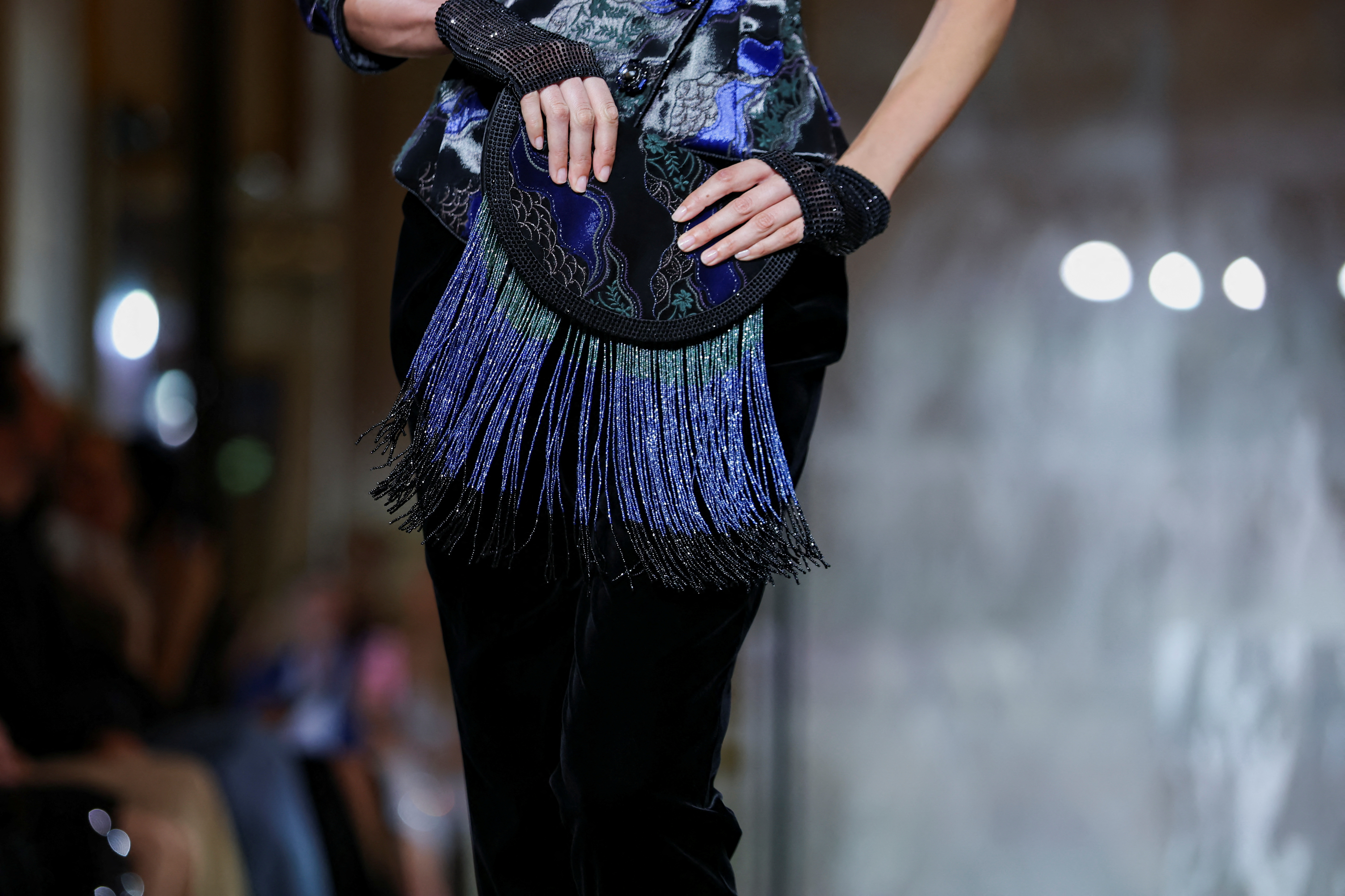 Giorgio Armani Prive shows glittering black velvet on Paris runway