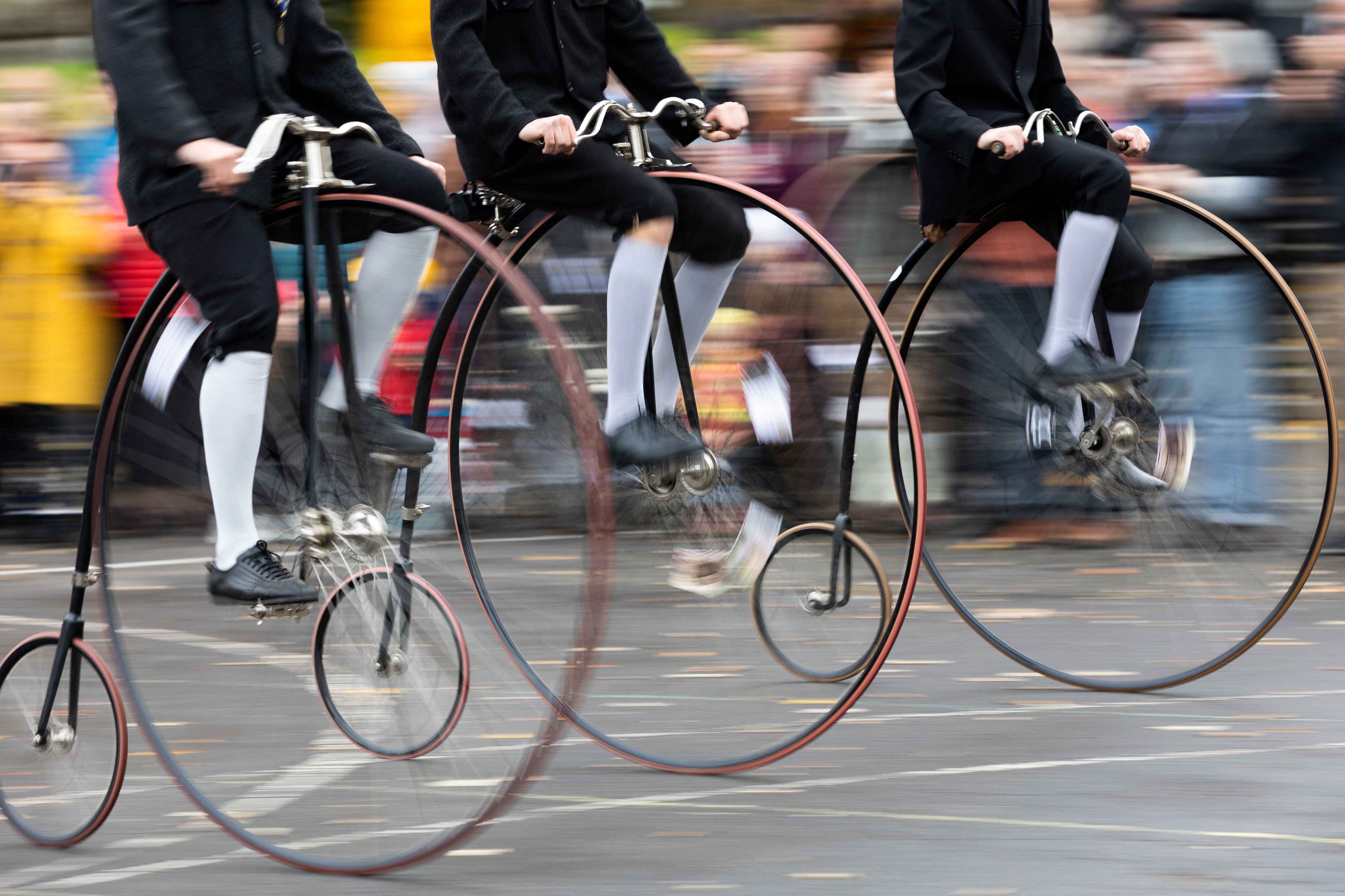 Riding high: The annual penny farthing bicycle race in Prague