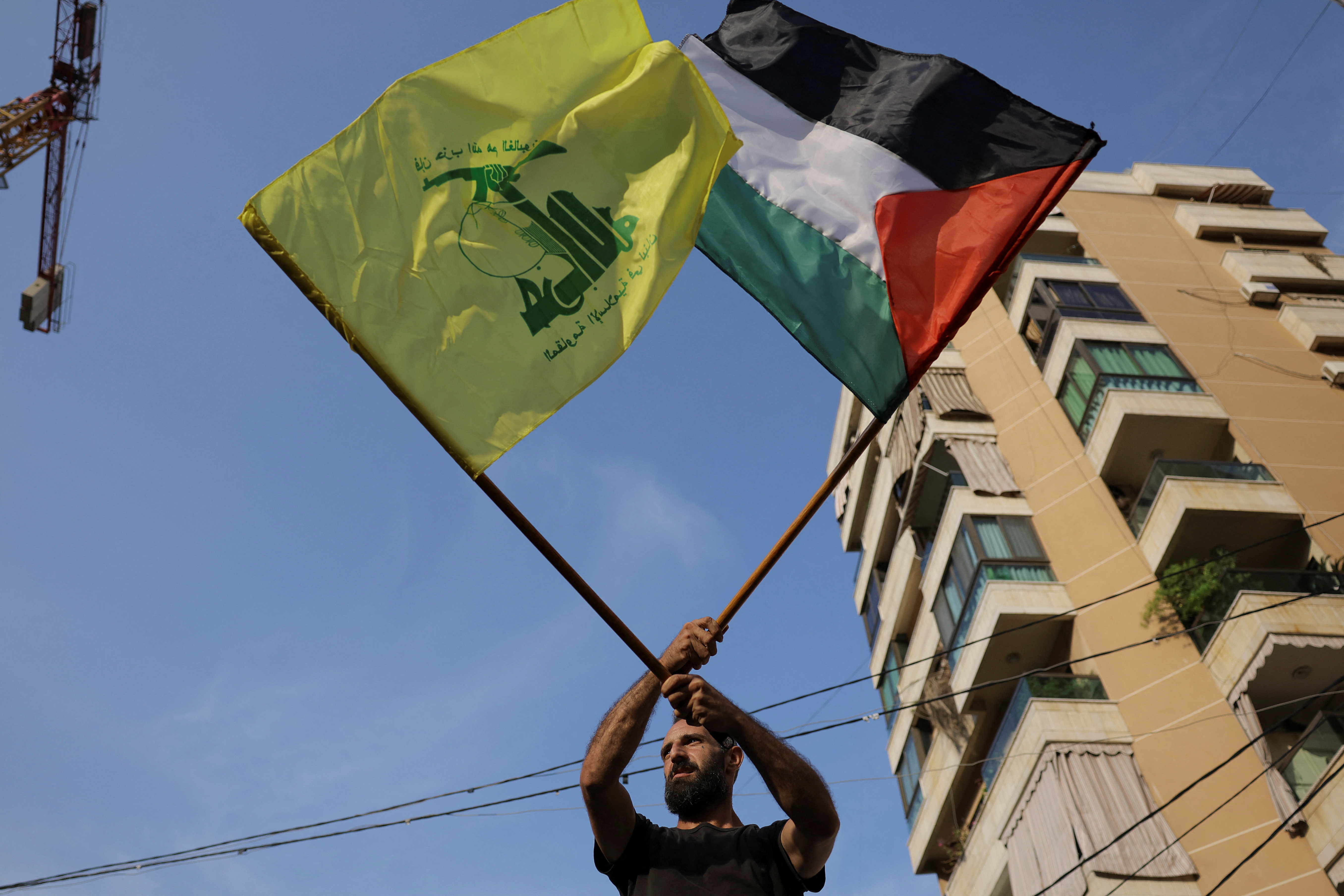 Lebanon's Hezbollah supporters protest in solidarity with Palestinians in Gaza, in Beirut