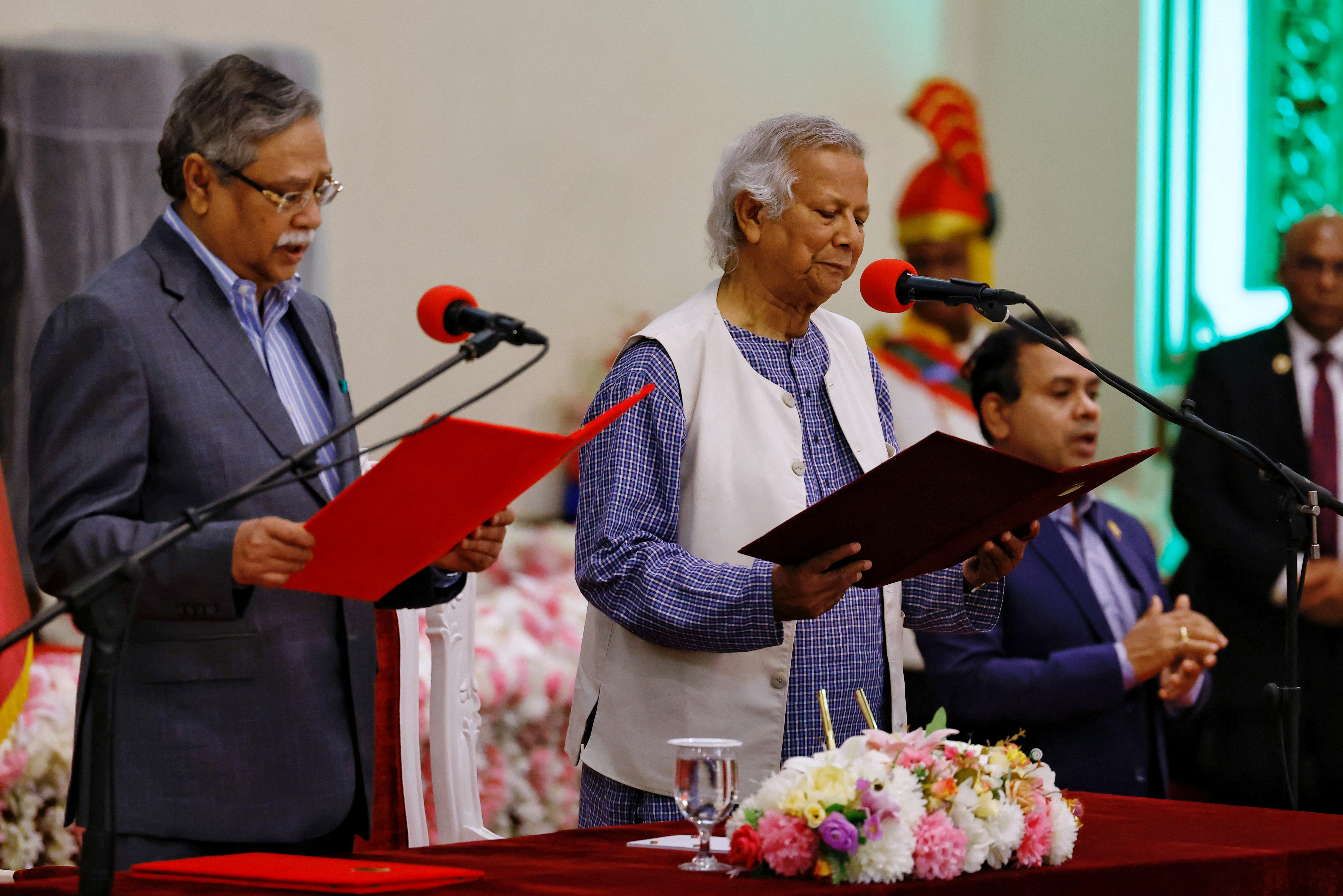 Bangladeshi President Mohammed Shahabuddin administers oath-taking ceremony of Nobel laureate Muhammad Yunus as the country’s head of the interim government in Bangladesh at the Bangabhaban, in Dhaka