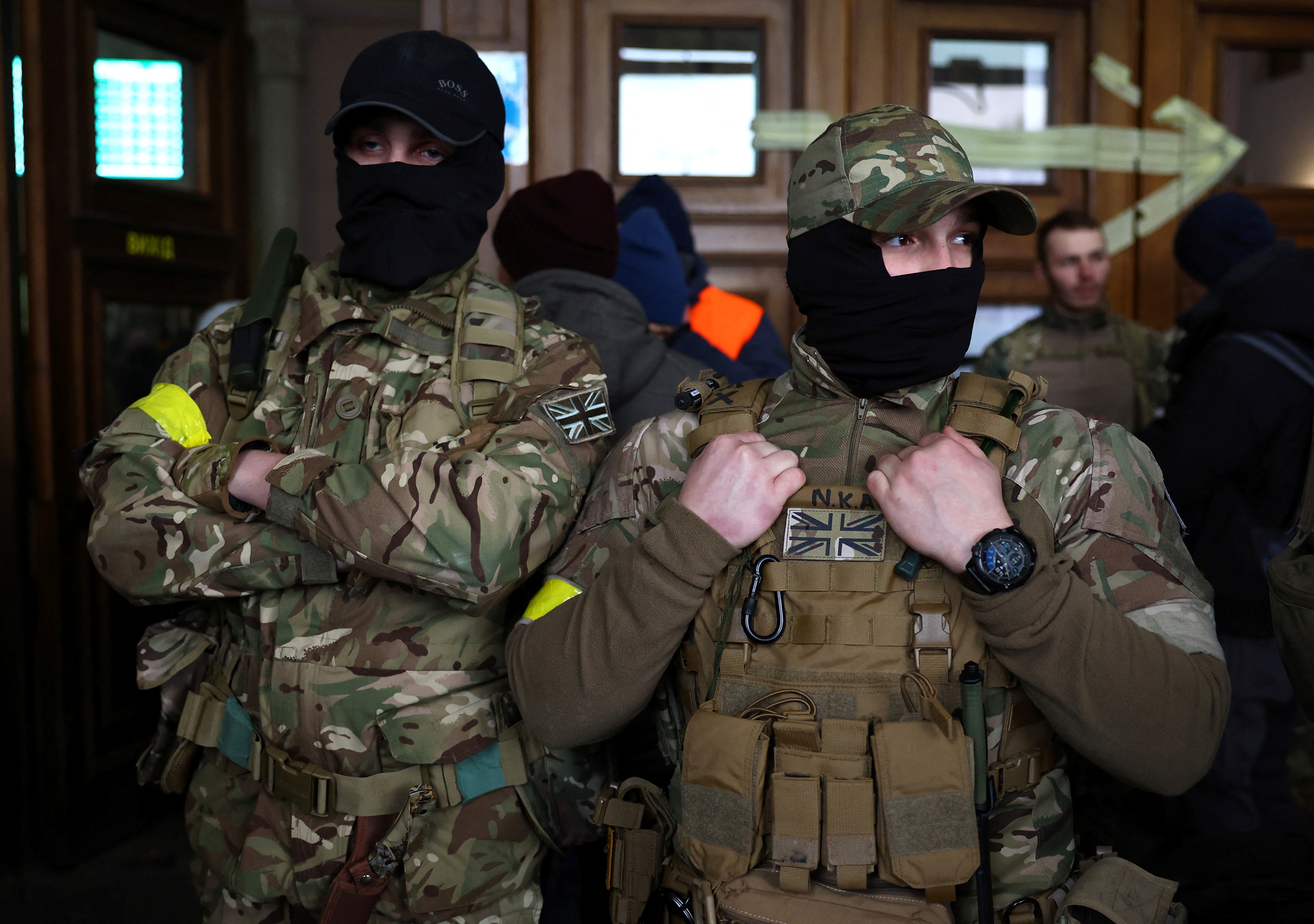 Foreign fighters who are ready to join the fight against the Russian invasion of Ukraine, gather in Lviv
