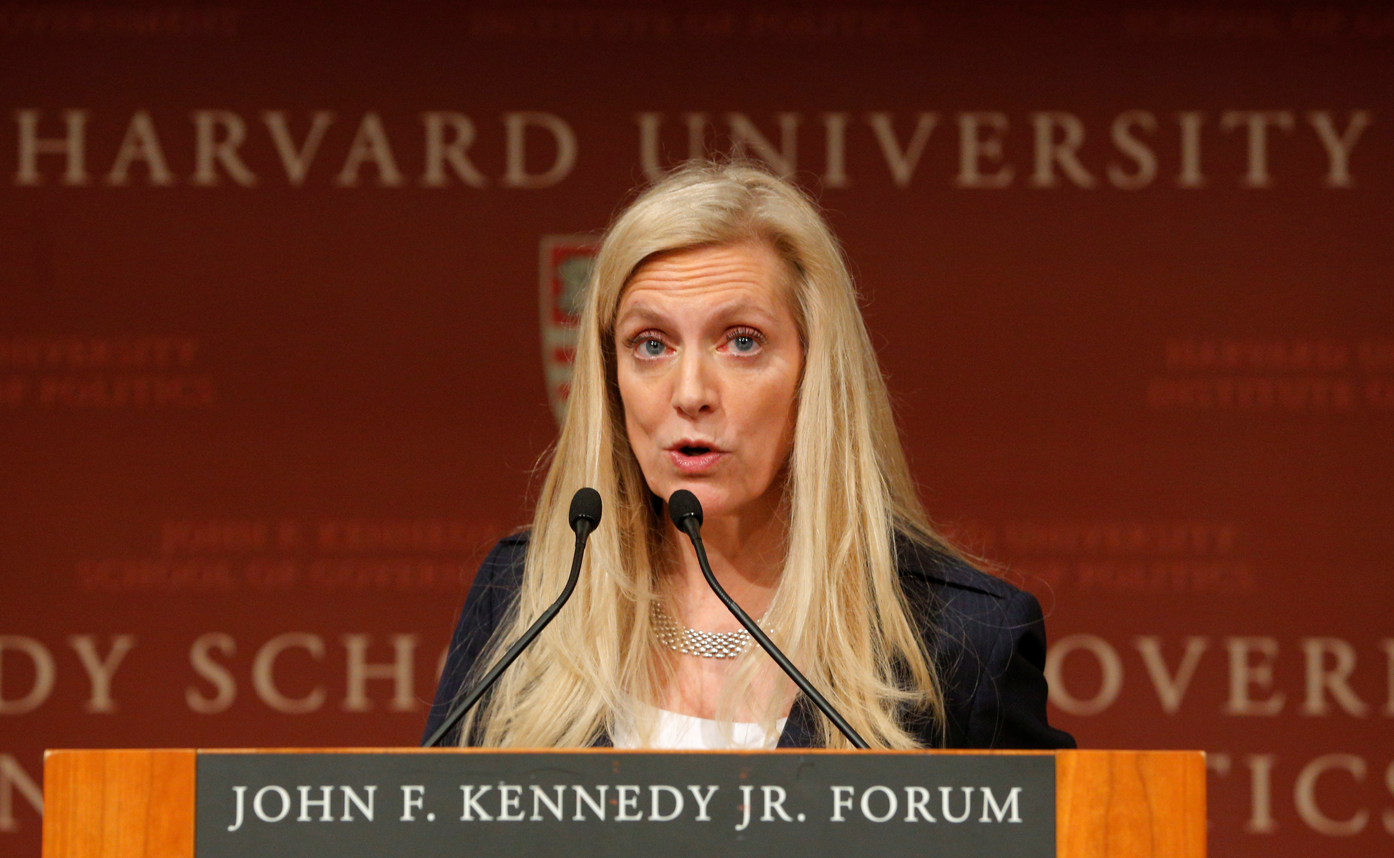 Brainard speaks at the John F. Kennedy School of Government at Harvard University in Cambridge