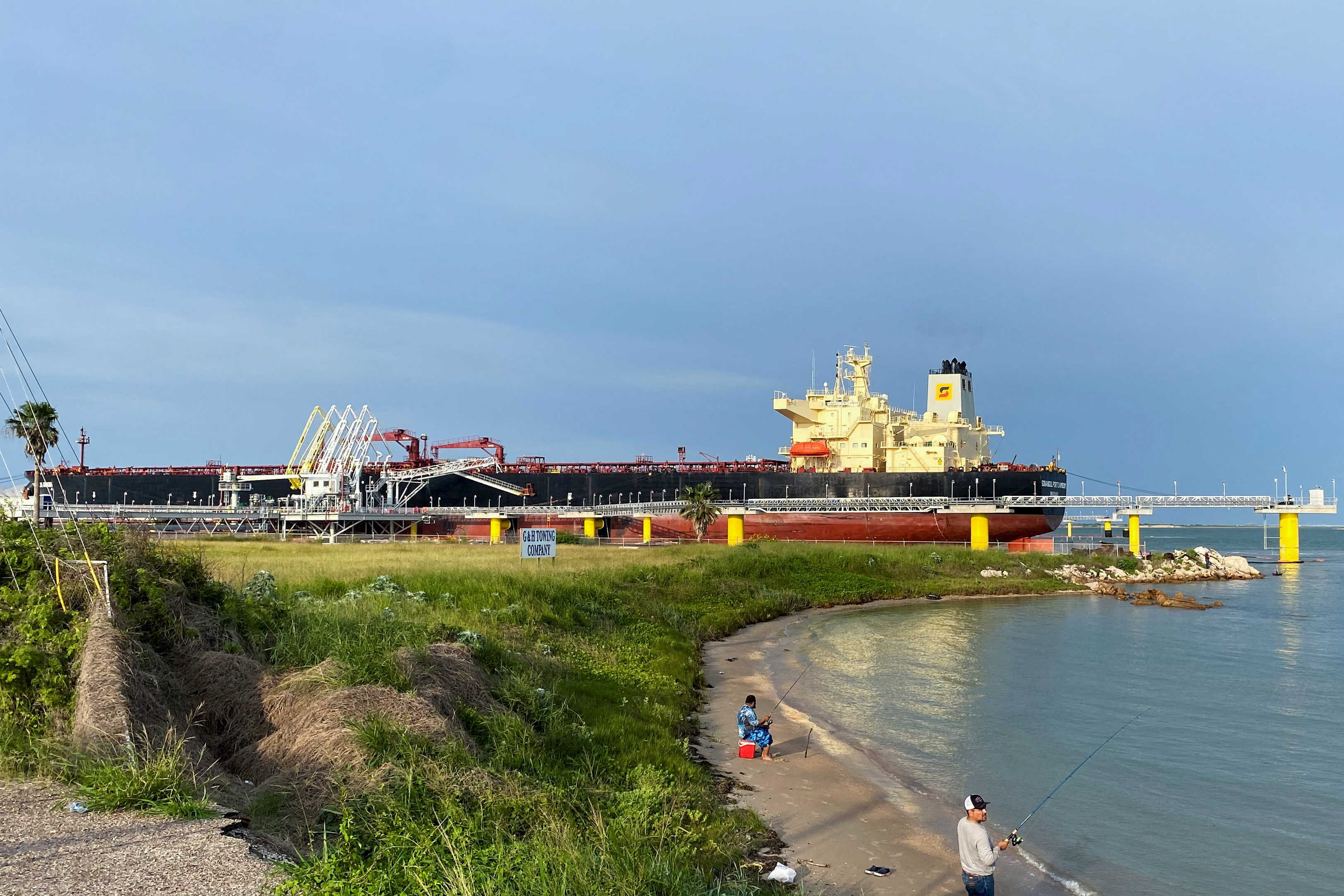 Oil tanker Sonangol Porto Amboim is docked at the South Texas Gateway terminal in Ingleside