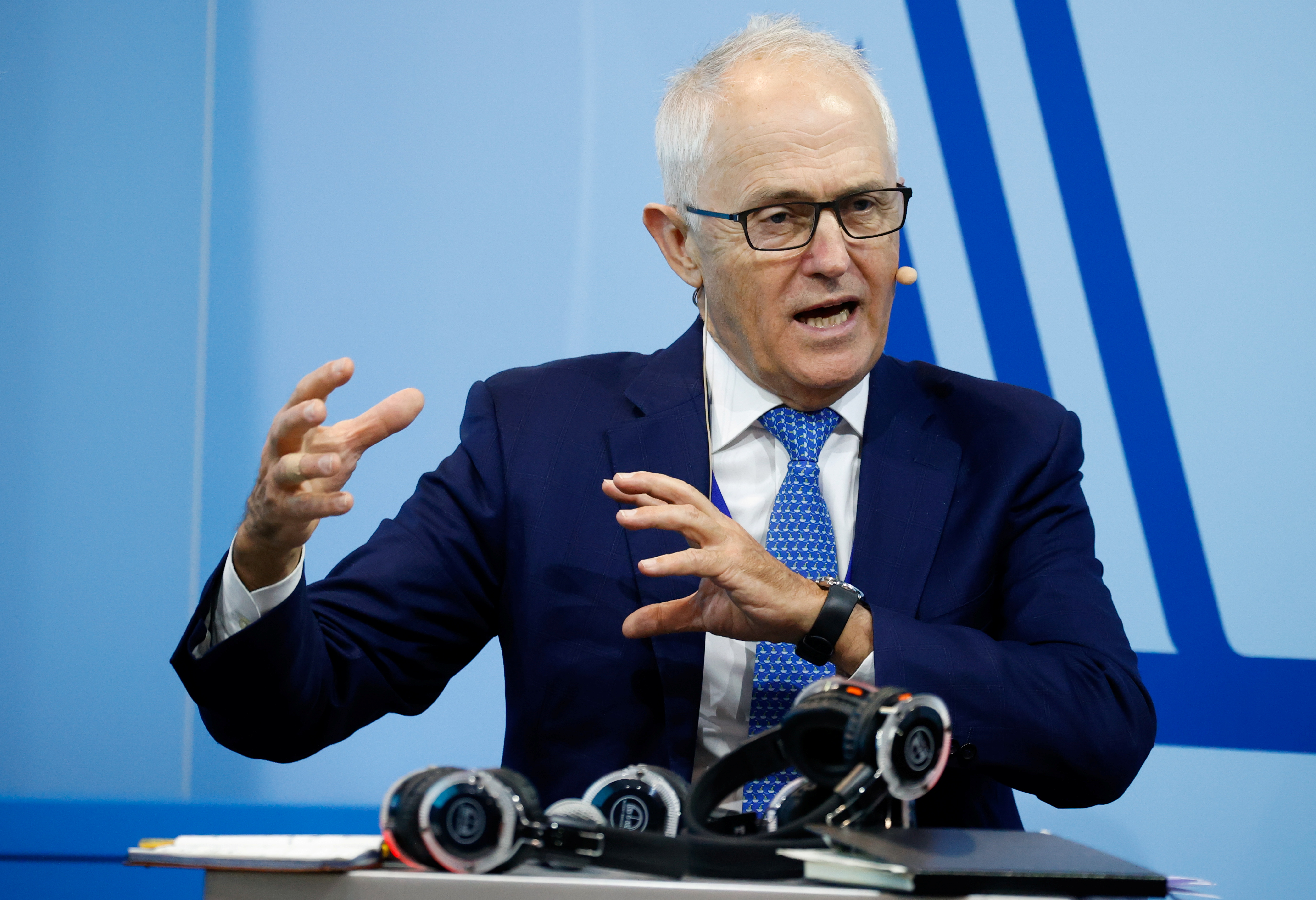 Former Australian Prime Minister Malcolm Turnbull speaks during the UN Climate Change Conference (COP26), in Glasgow, Scotland, Britain, November 4, 2021. REUTERS/Phil Noble