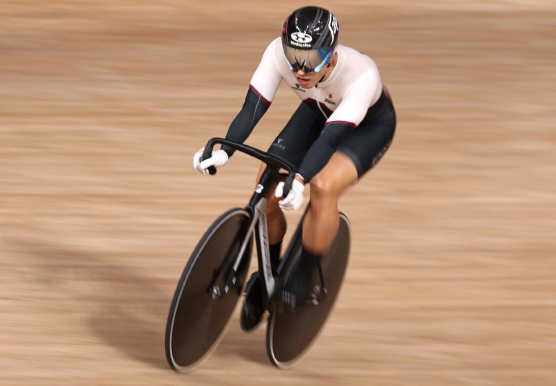 Tokyo 2020 Olympics - Cycling - Track - Men's Sprint - Qualification - Izu Velodrome, Shizuoka, Japan - August 4, 2021.  Yudai Nitta of Japan in action. REUTERS/Christian Hartmann