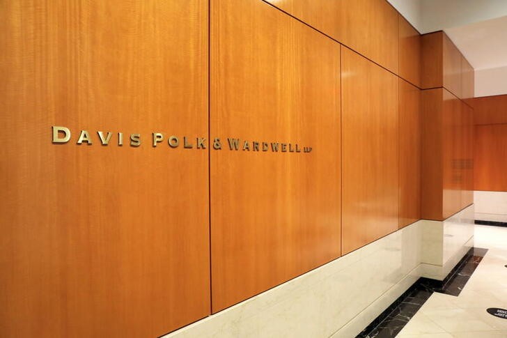 The logo of the law firm Davis Polk & Wardwell is seen in their legal offices in New York City, New York