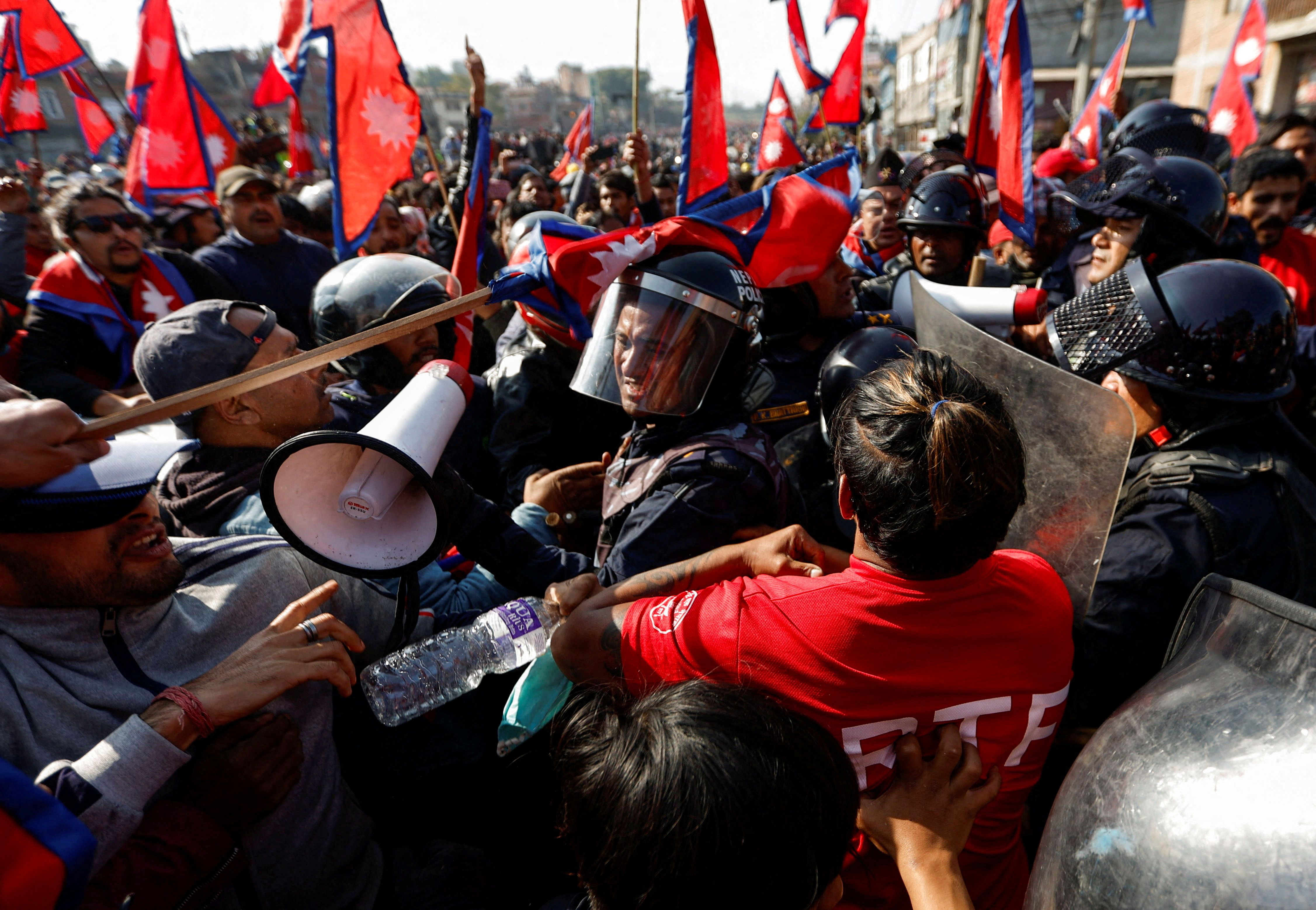 Nepal riot police rout protesters seeking restoration of monarchy