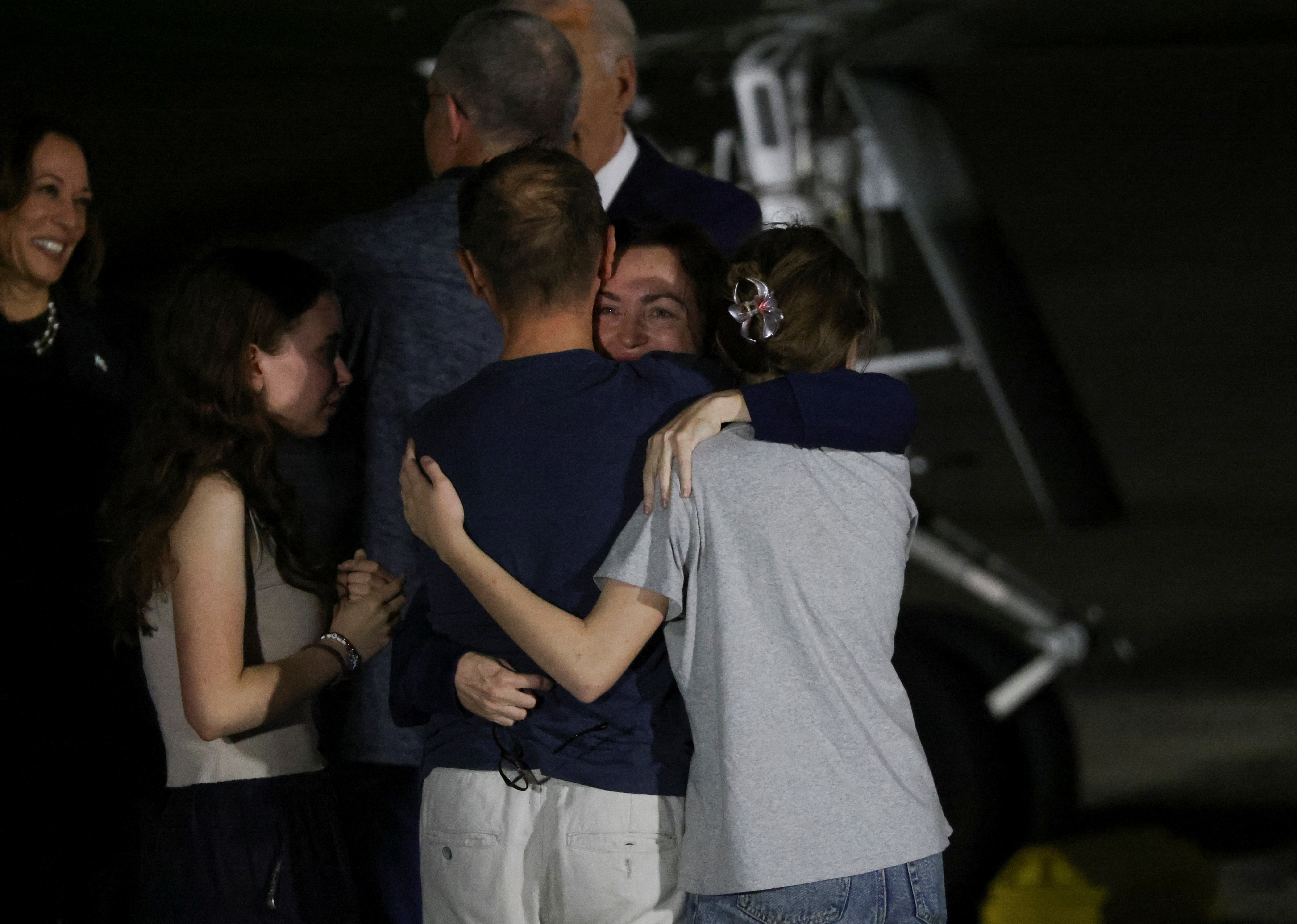 U.S. President Joe Biden meets with Americans released from detention in Russia, upon their arrival at Joint Base Andrews