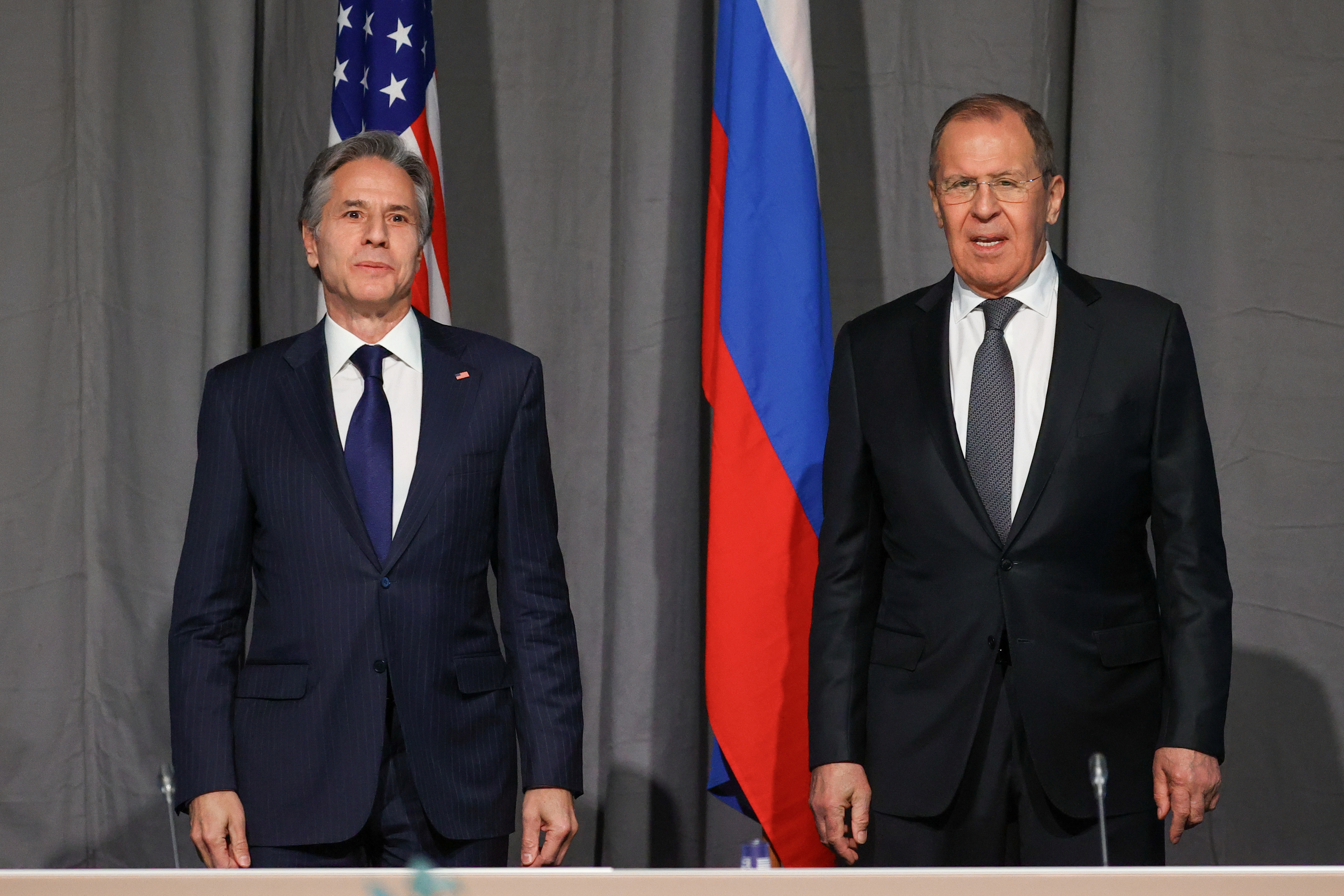 Russian Foreign Minister Sergei Lavrov attends a meeting with U.S. Secretary of State Antony Blinken on the sidelines of the OSCE Ministerial Council in Stockholm, Sweden, December 2, 2021. Russian Foreign Ministry/Handout via REUTERS 