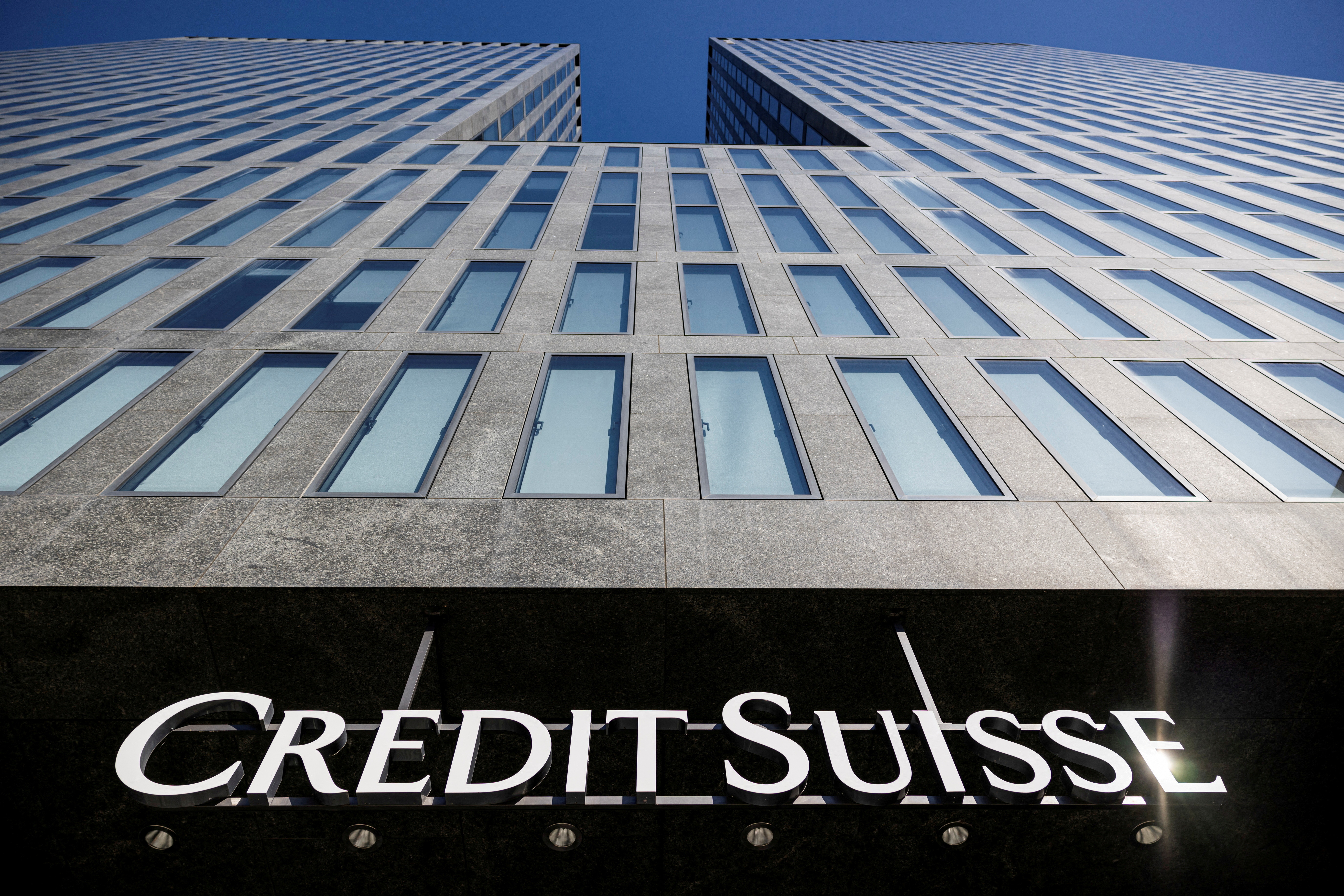 The logo of Credit Suisse is pictured on a building in Zurich