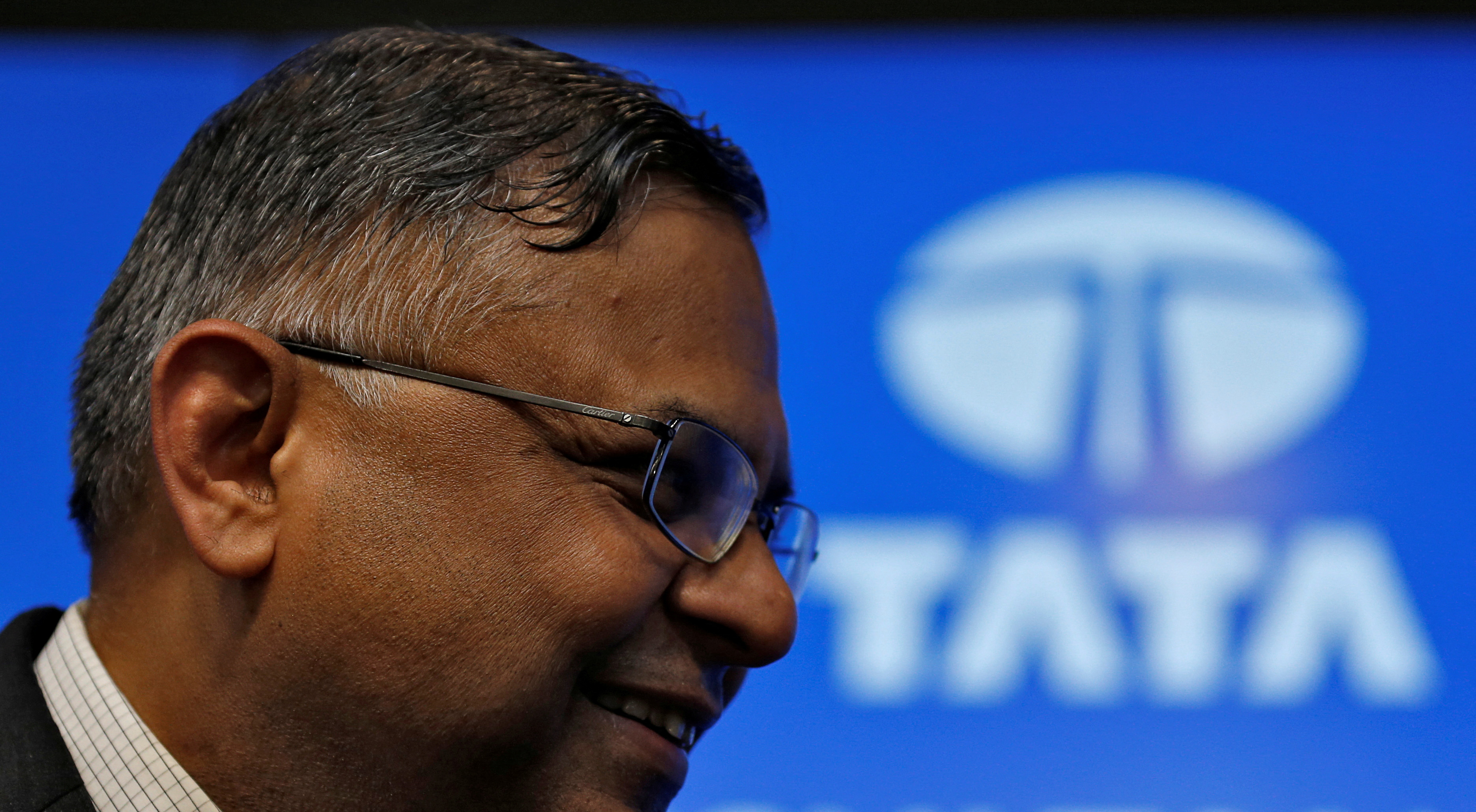 Tata Sons chairman-designate Natarajan Chandrasekaran arrives to a news conference in Mumbai