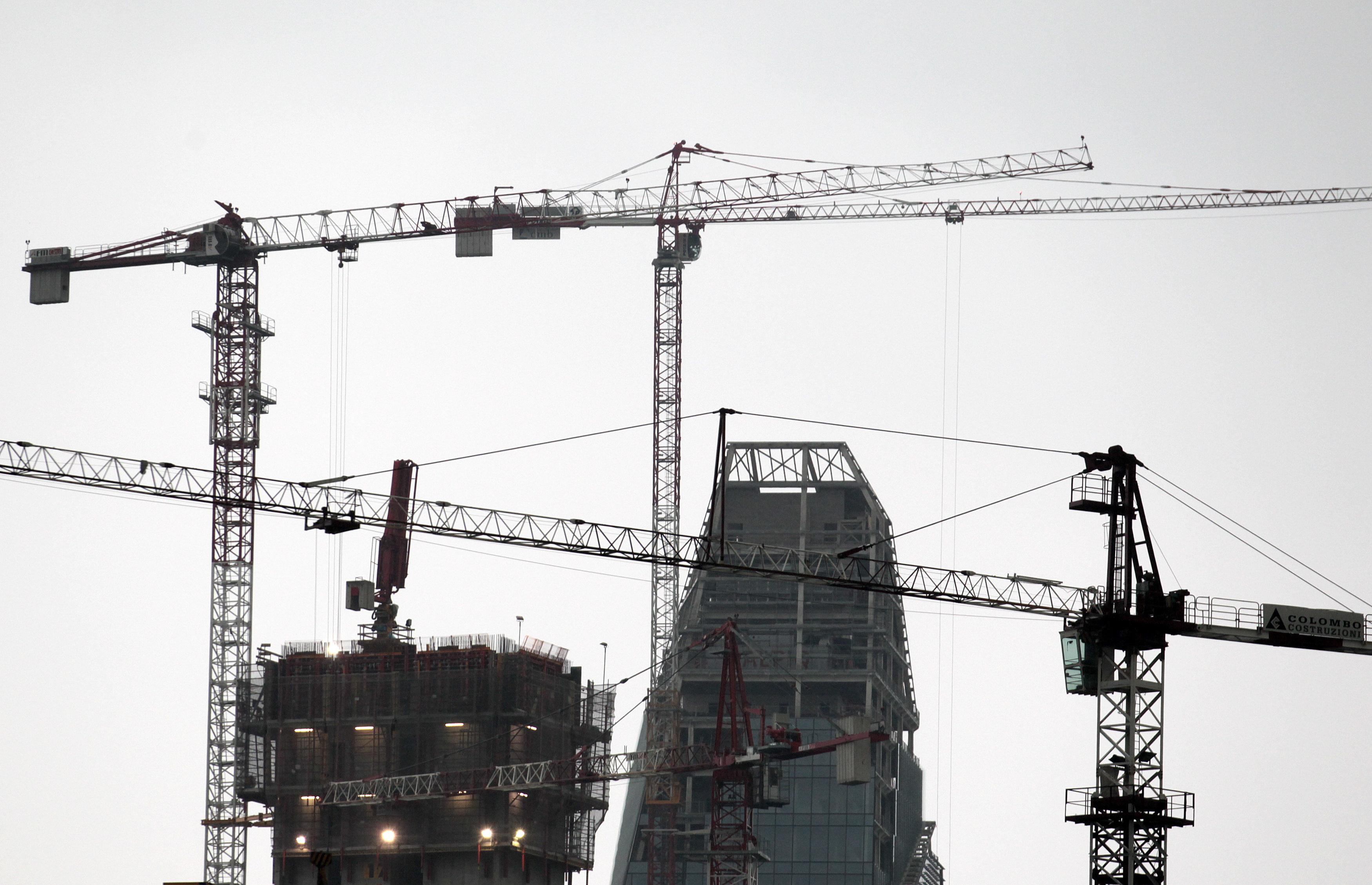 New buildings under construction are seen in Milan