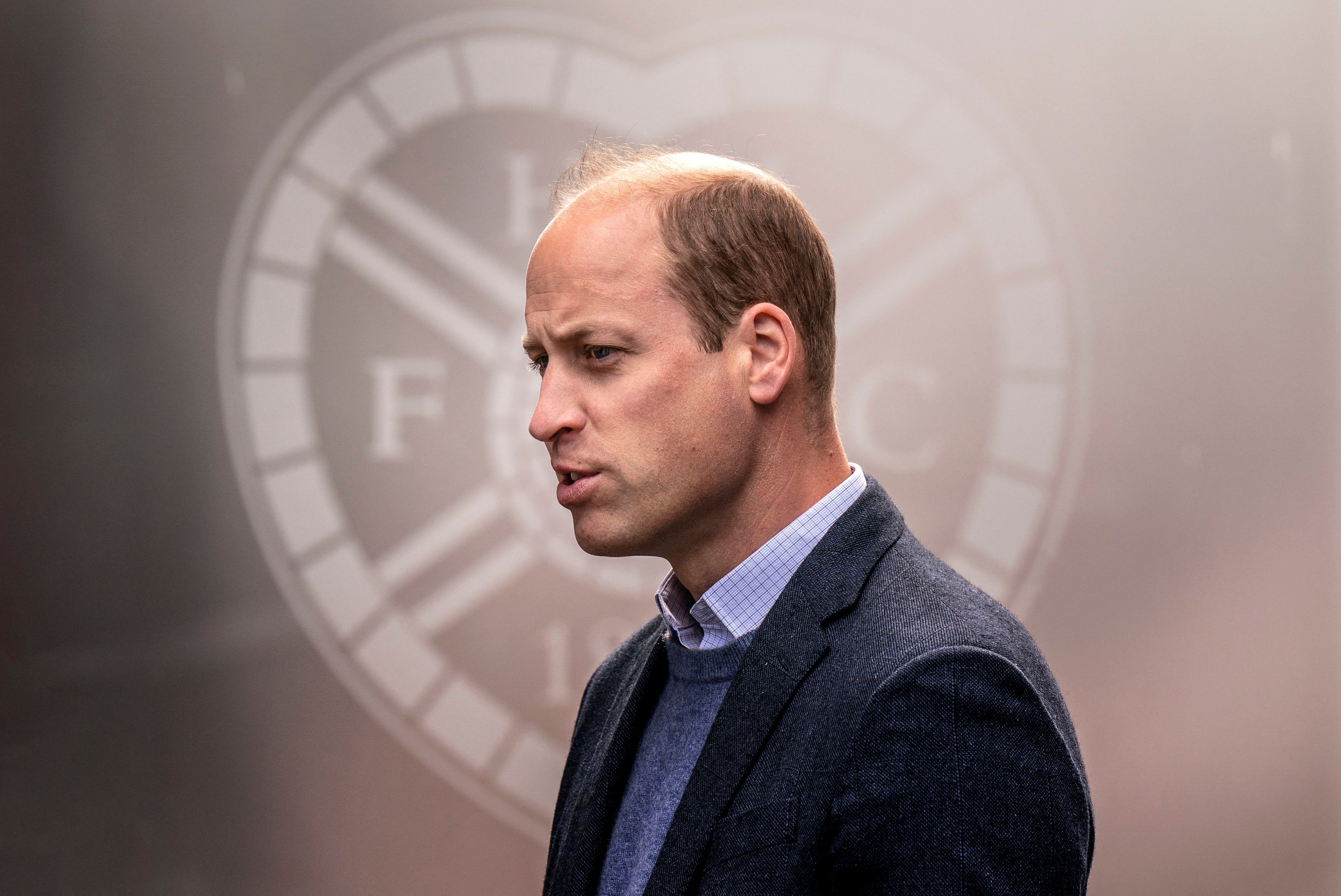 Britain's Prince William visits Heart of Midlothian Football Club to watch a programme called 'The Changing Room' in Edinburgh, Scotland