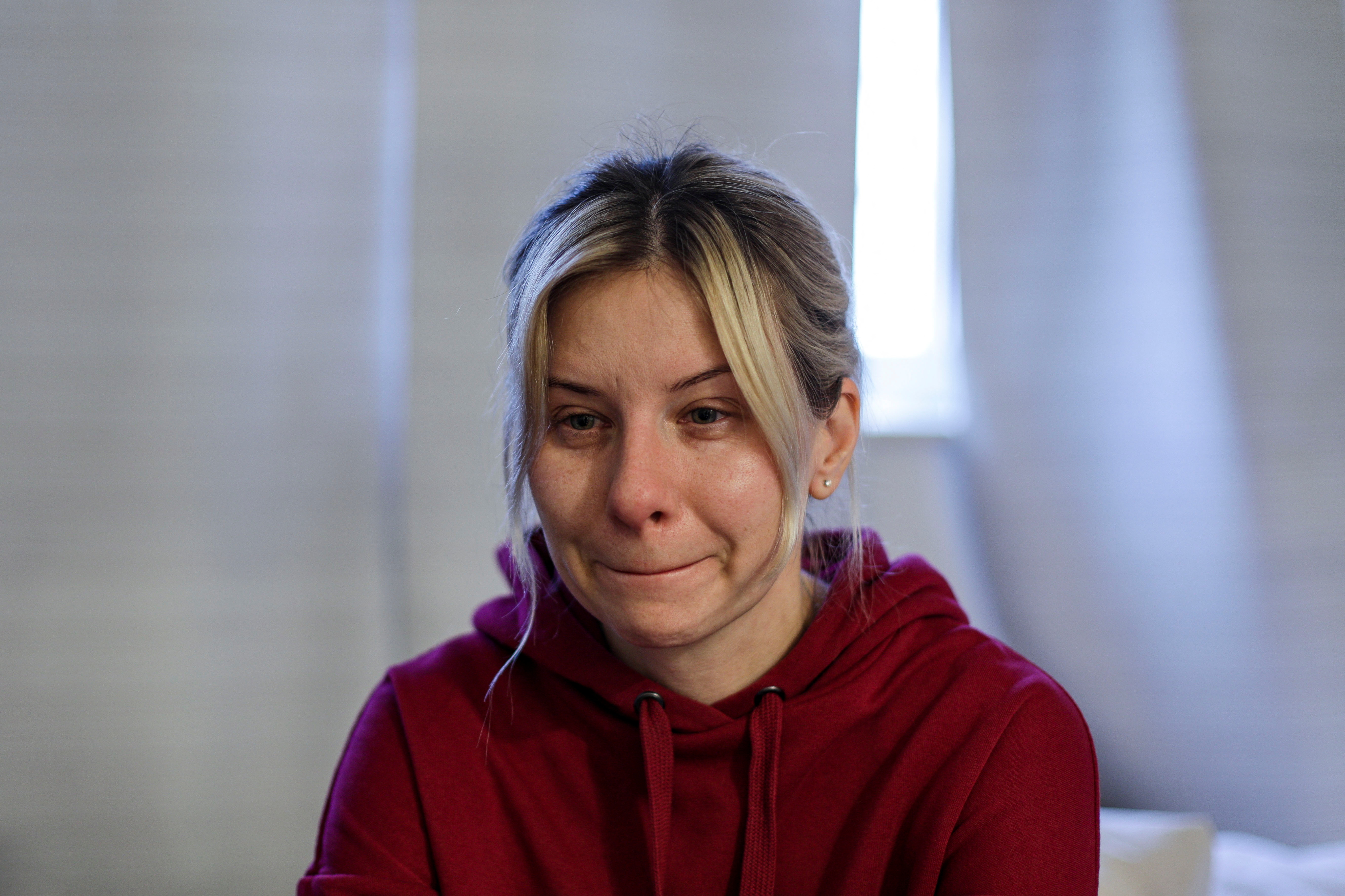 Iryna Kyrychenko talks to Reuters after fleeing Ukraine, in Bucharest