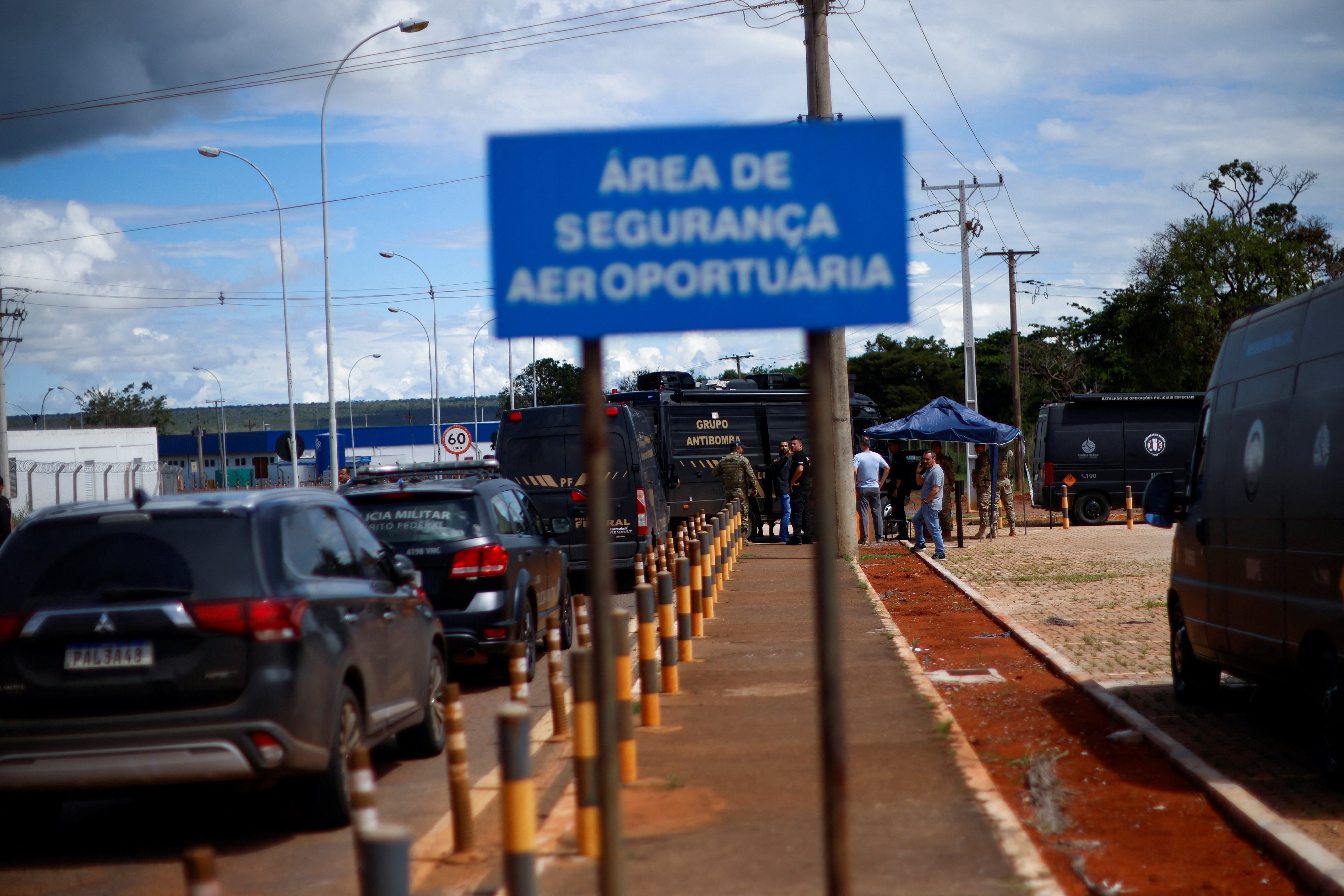 A vehicle of the anti-bomb group of the Federal Police is pictured in Brasilia