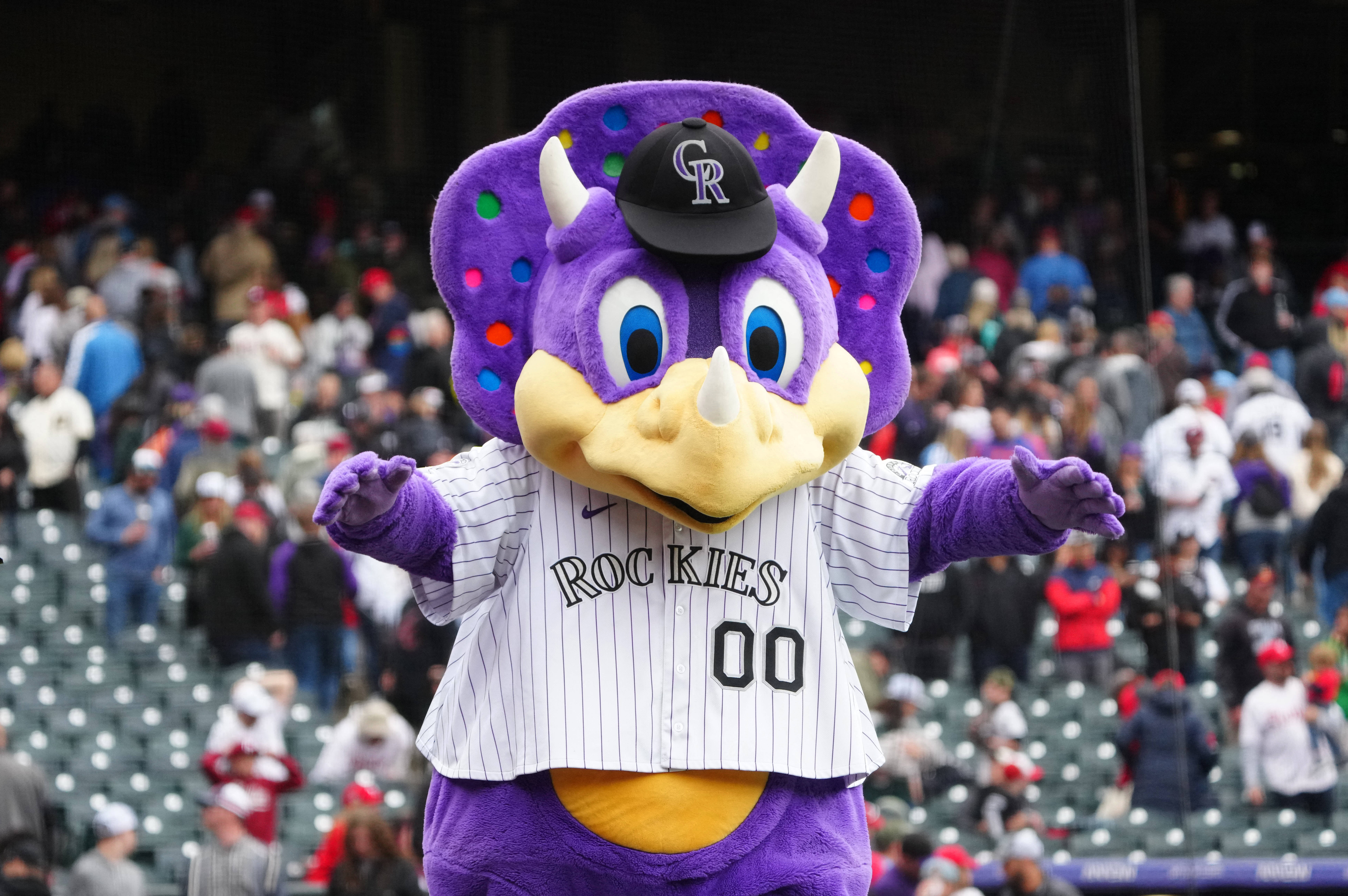 Colorado Rockies Mascot Dinger Tackled By Fan On Top Of Dugout
