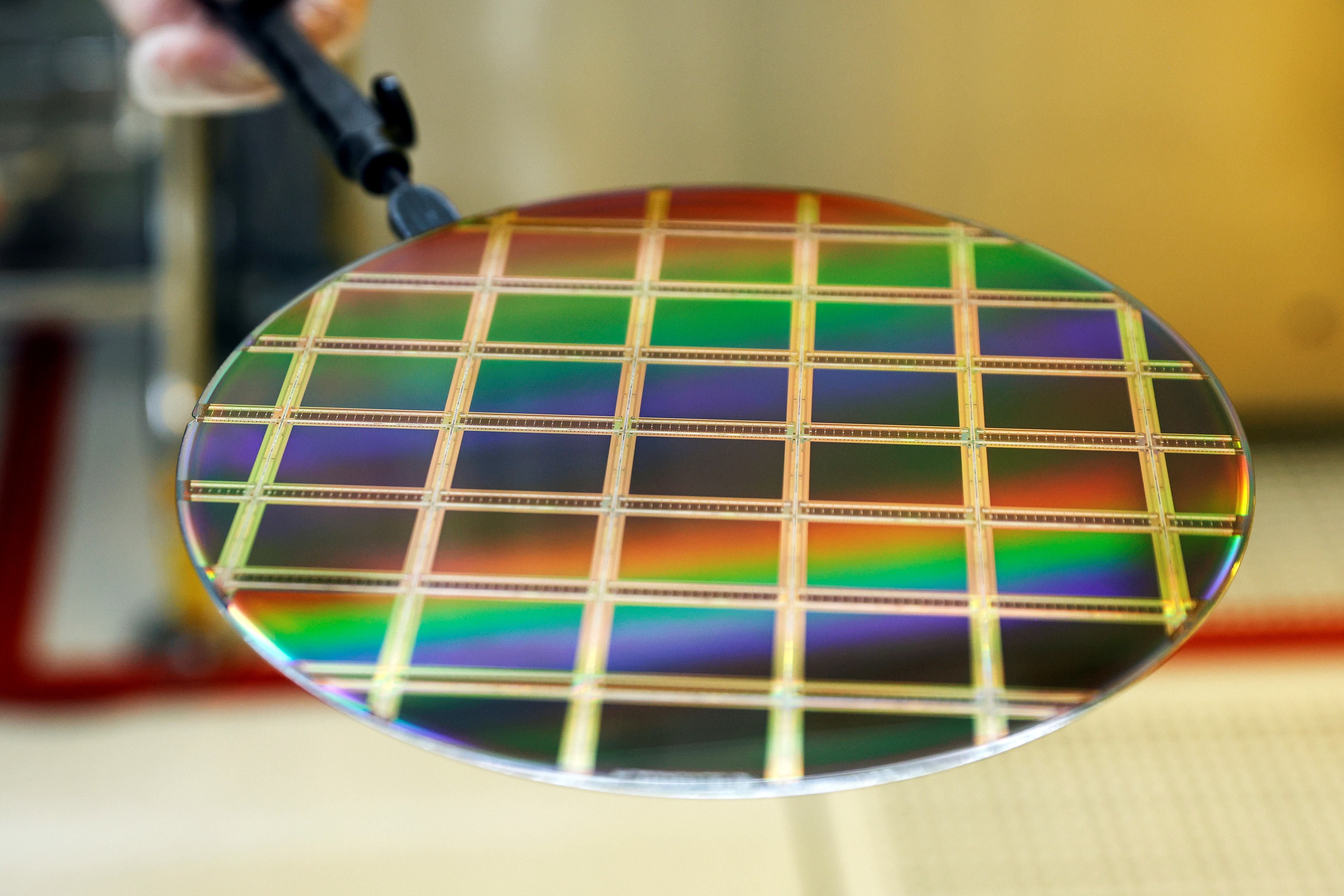 A silicone semiconductor is seen at the offices of Tower Semiconductor in northern Israel