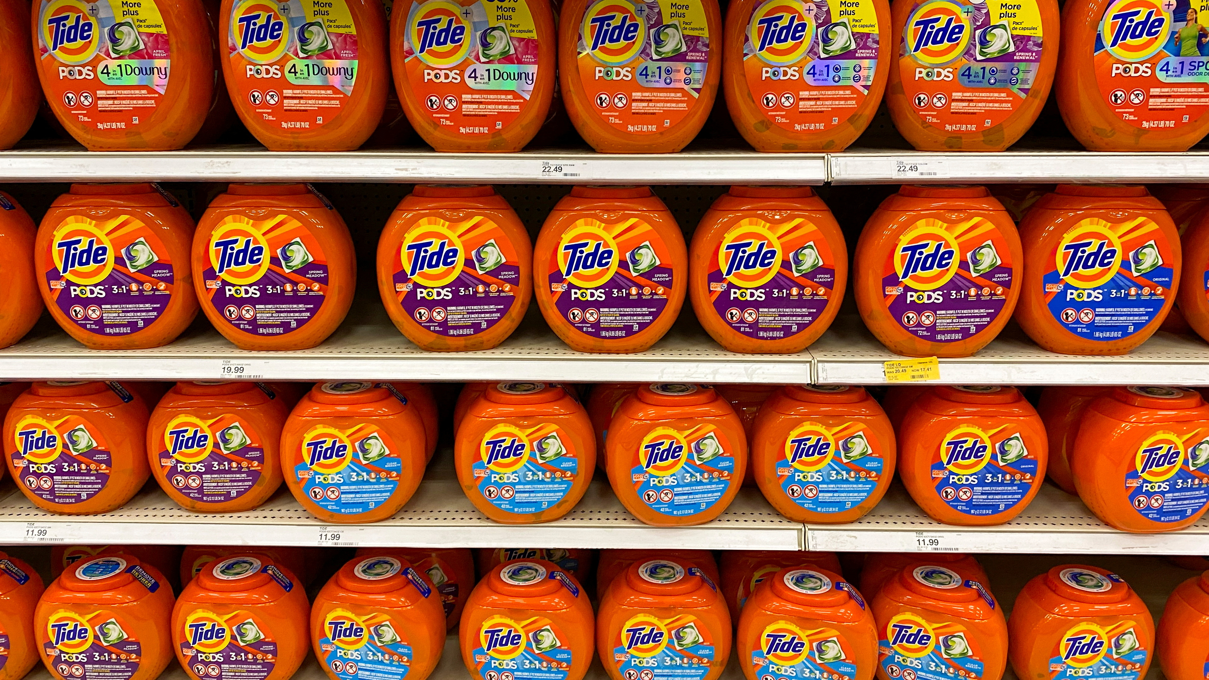 Tide laundry pods made by Procter and Gamble are shown for sale in California