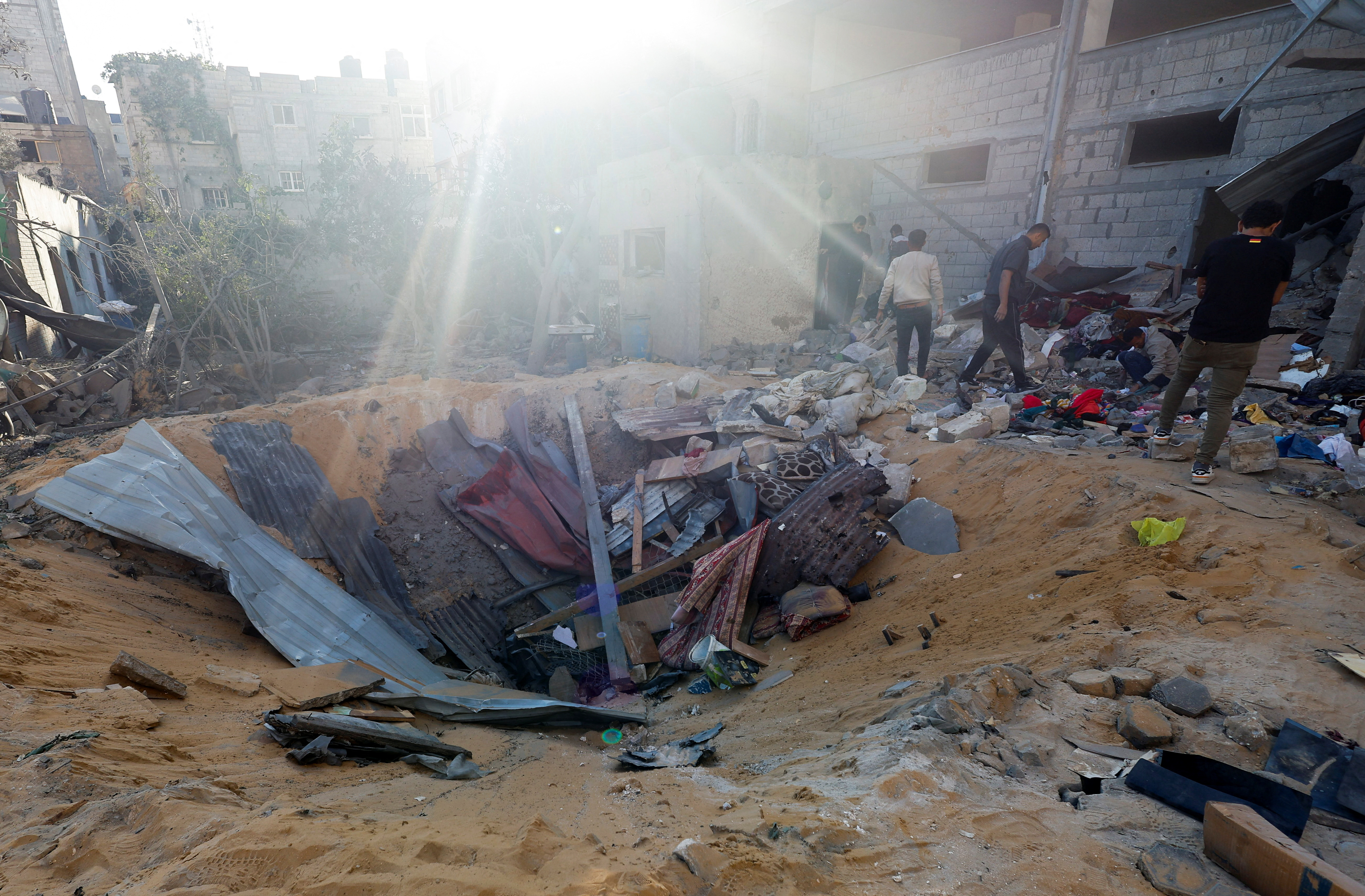 Aftermath of an Israeli strike on a house, in Rafah