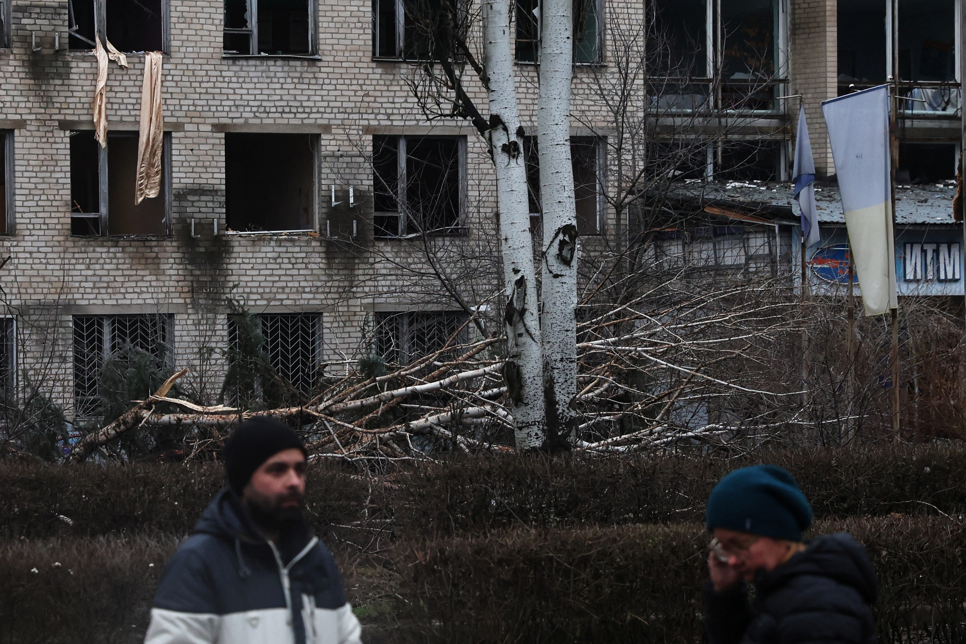University damaged from a recent missile attack in Kramatorsk