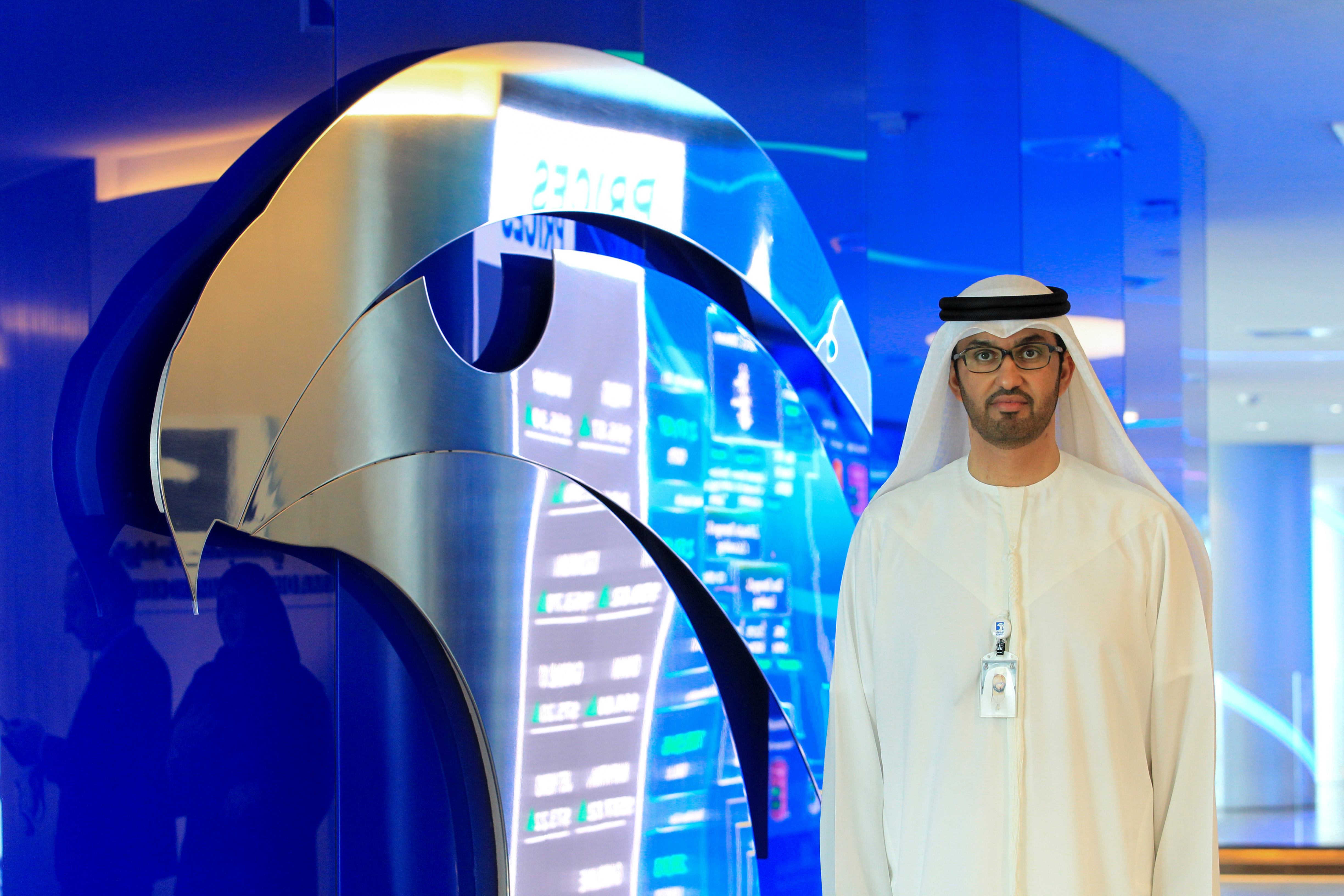 Sultan Ahmed Al Jaber, UAE Minister of State and the Abu Dhabi National Oil Company (ADNOC) Group CEO poses during the interview at the Panorama Digital Command Centre at the ADNOC headquarters in Abu Dhabi, UAE December 10, 2019. REUTERS/Satish Kumar