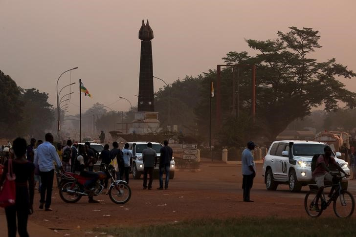 A general view shows a street of the capital Bangui, a day before the arrival of Pope Francis, Central African Republic