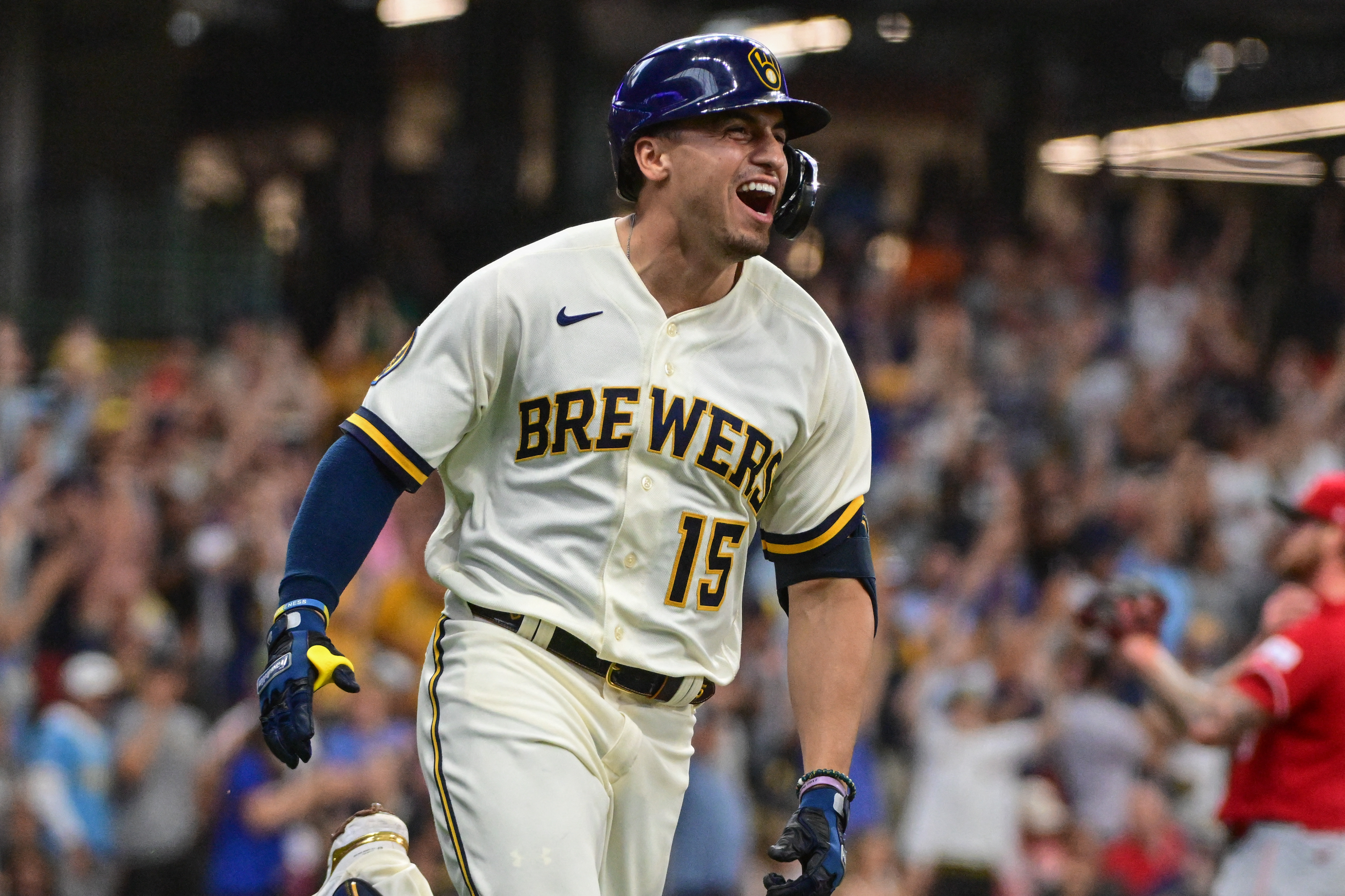 MILWAUKEE, WI - JULY 26: Milwaukee Brewers starting pitcher Freddy Peralta  (51) delivers a pitch during an MLB game against the Cincinnati Reds on  July 26, 2023 at American Family Field in