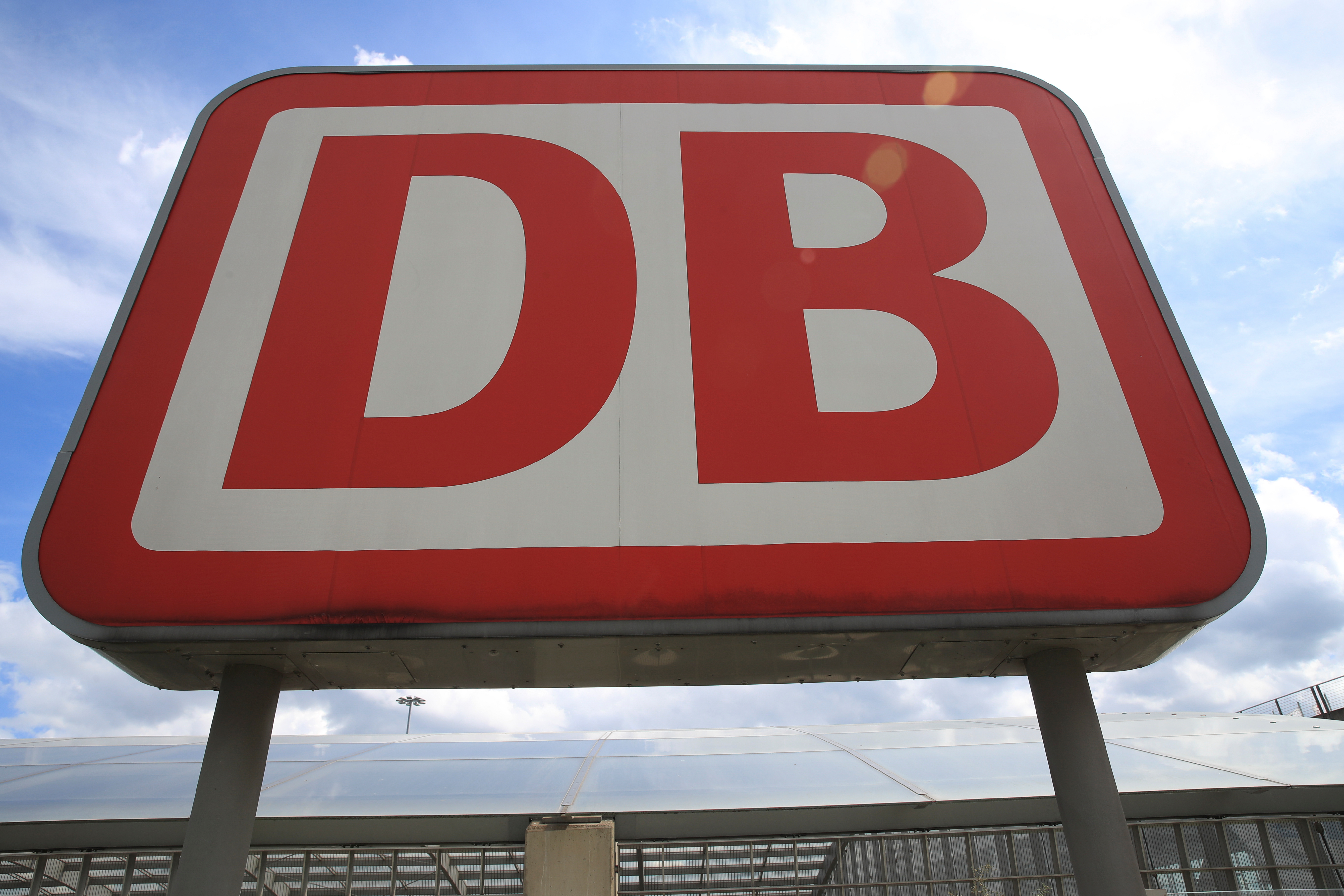 Logo of German railway Deutsche Bahn at Cologne-Bonn Airport