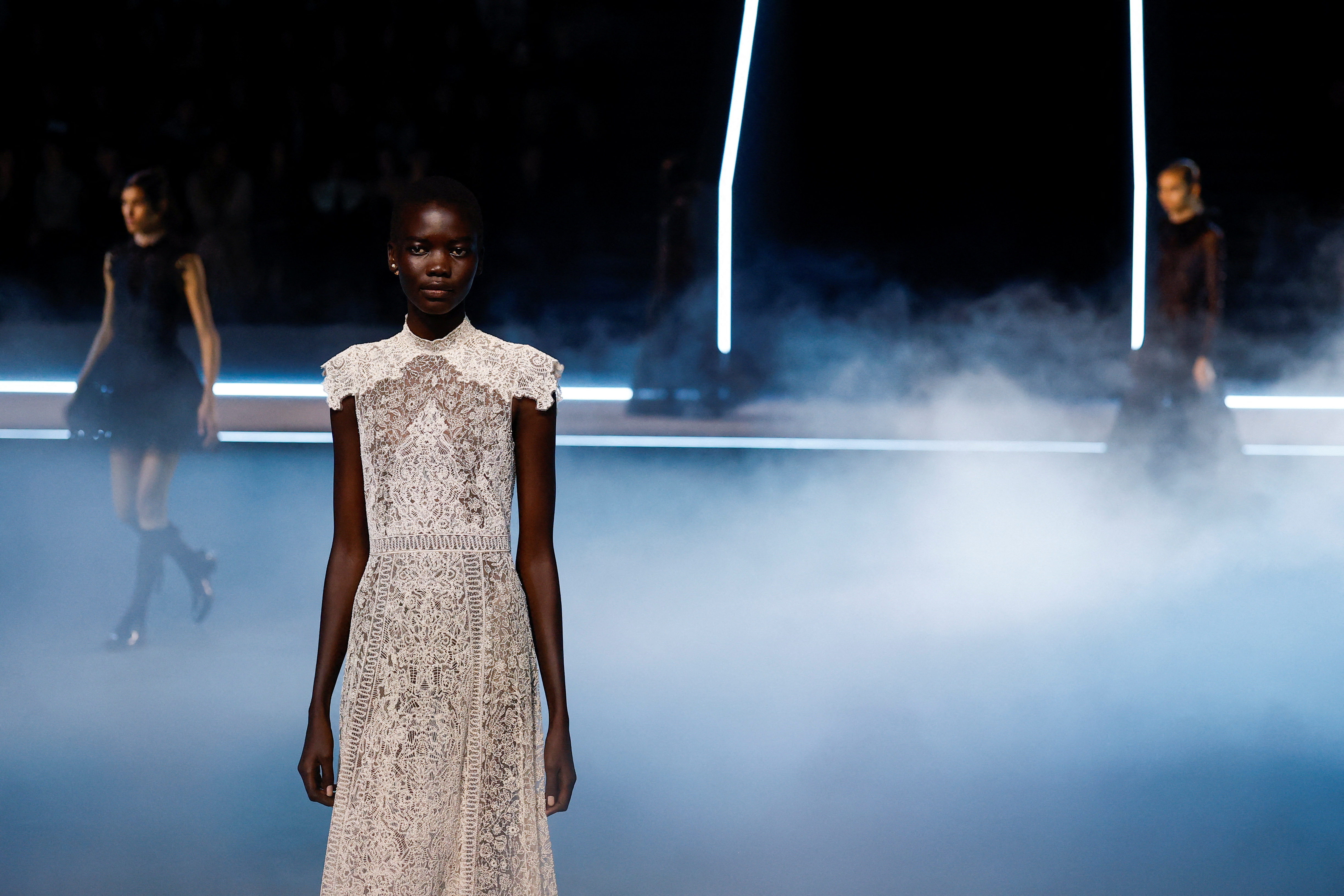 Maria Grazia Chiuri shows ruffled looks for Dior's Fashion Week