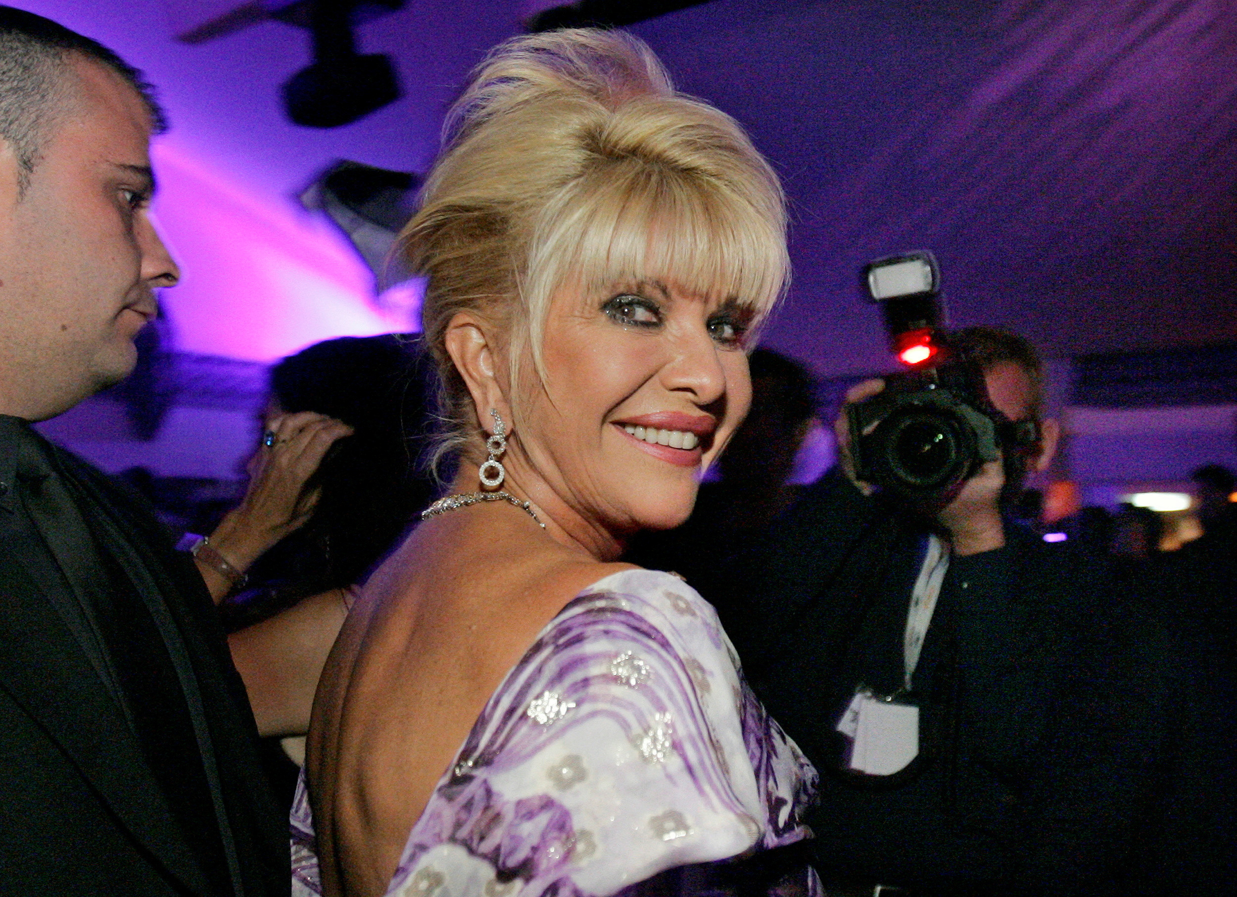 Ivana Trump smiles at her belated birthday party at the Pangaea Soleil club in Cannes
