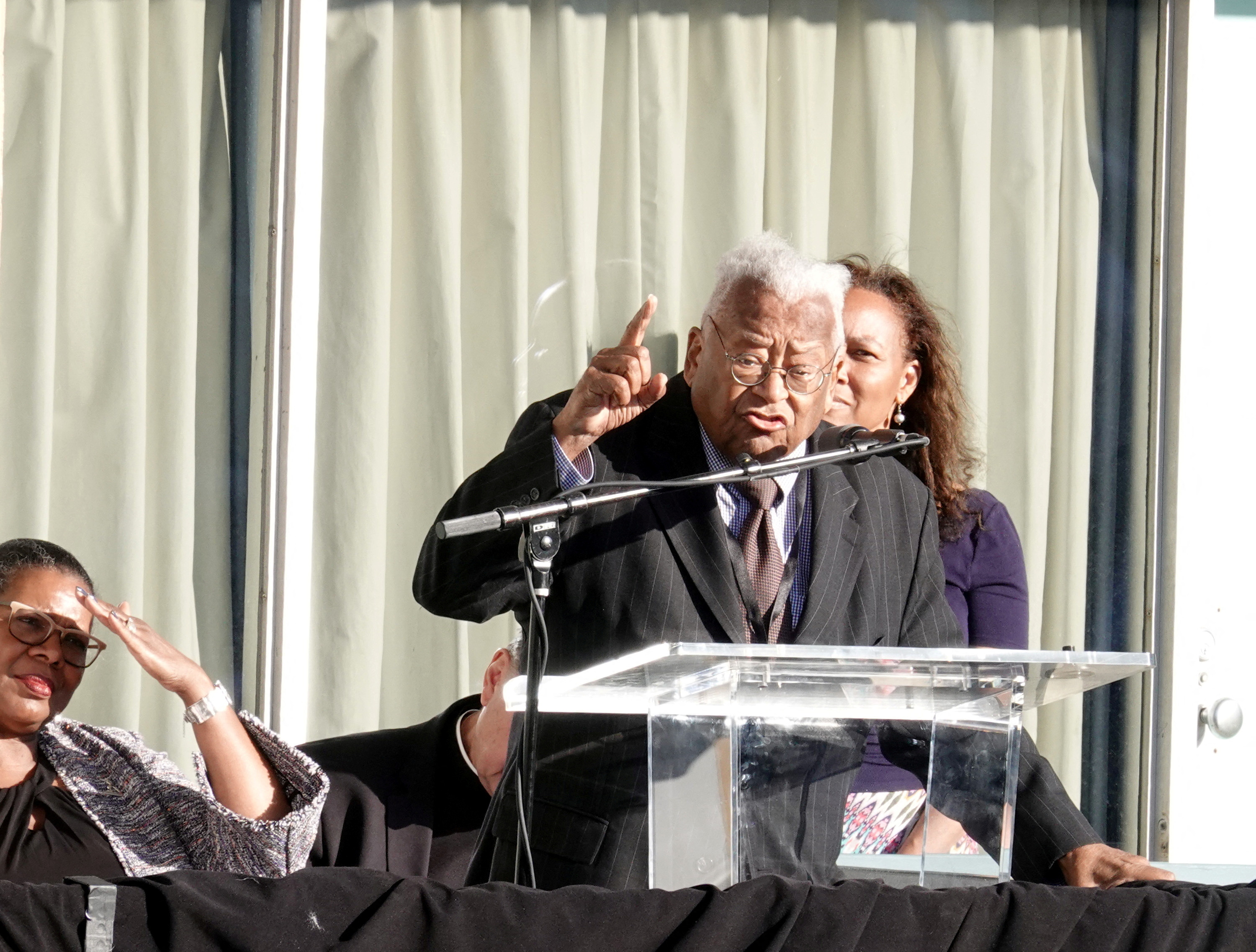 Rev. James Lawson speaks at Lorraine Motel, now the National Civil Rights Museum, in Memphis